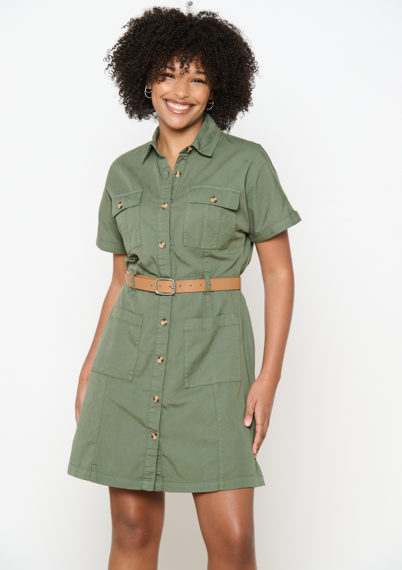 Robe-chemise cargo, undefined - KHAKI MED - undefined