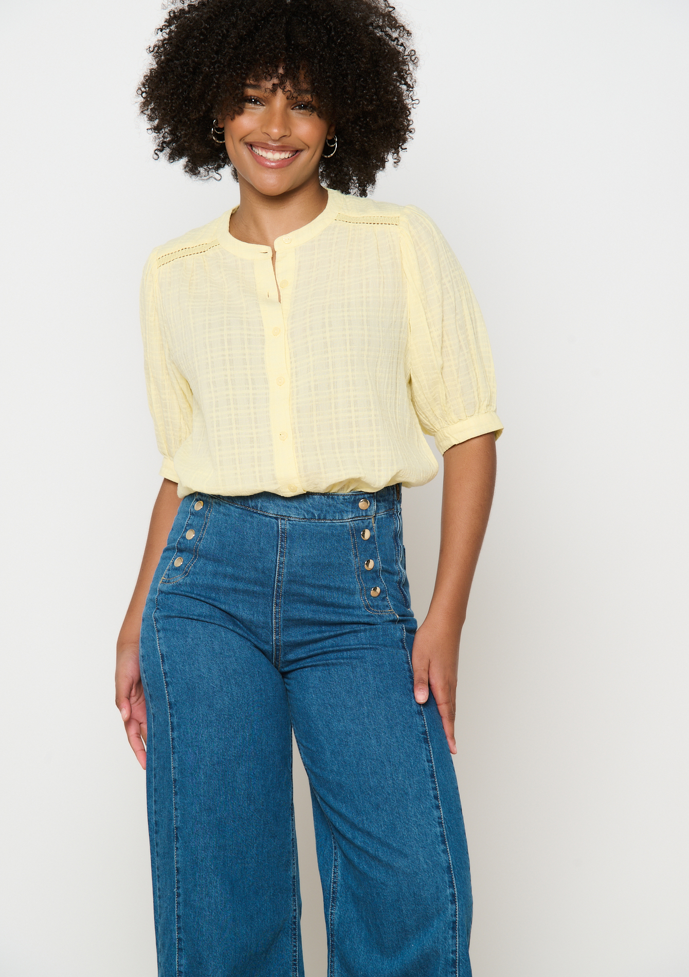 Chemise à manches bouffantes, undefined - YELLOW PASTEL - undefined