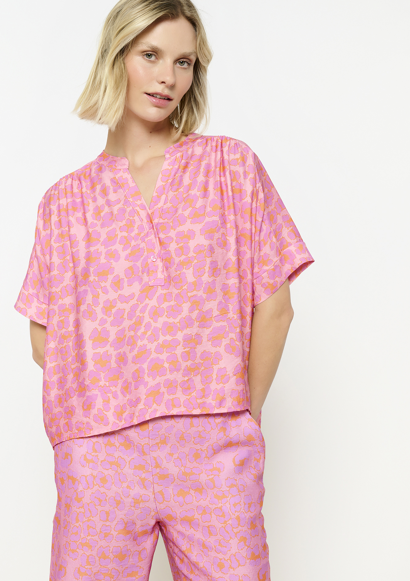 Relaxed Printed Blouse, undefined - PINK BUBBLEGUM - undefined