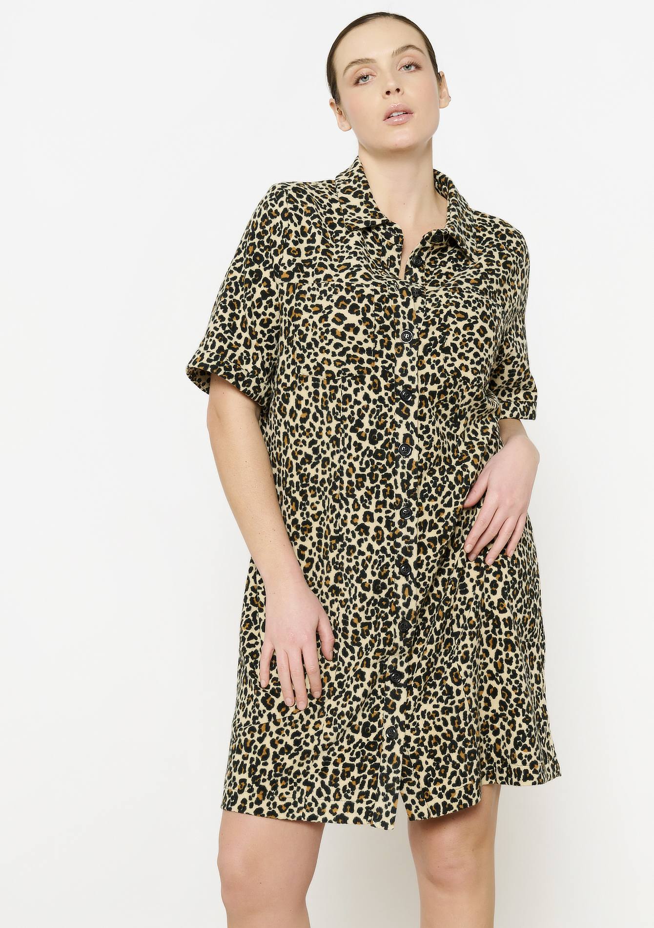 Robe chemise imprimé léopard, undefined - CAMEL CINNAMON - undefined