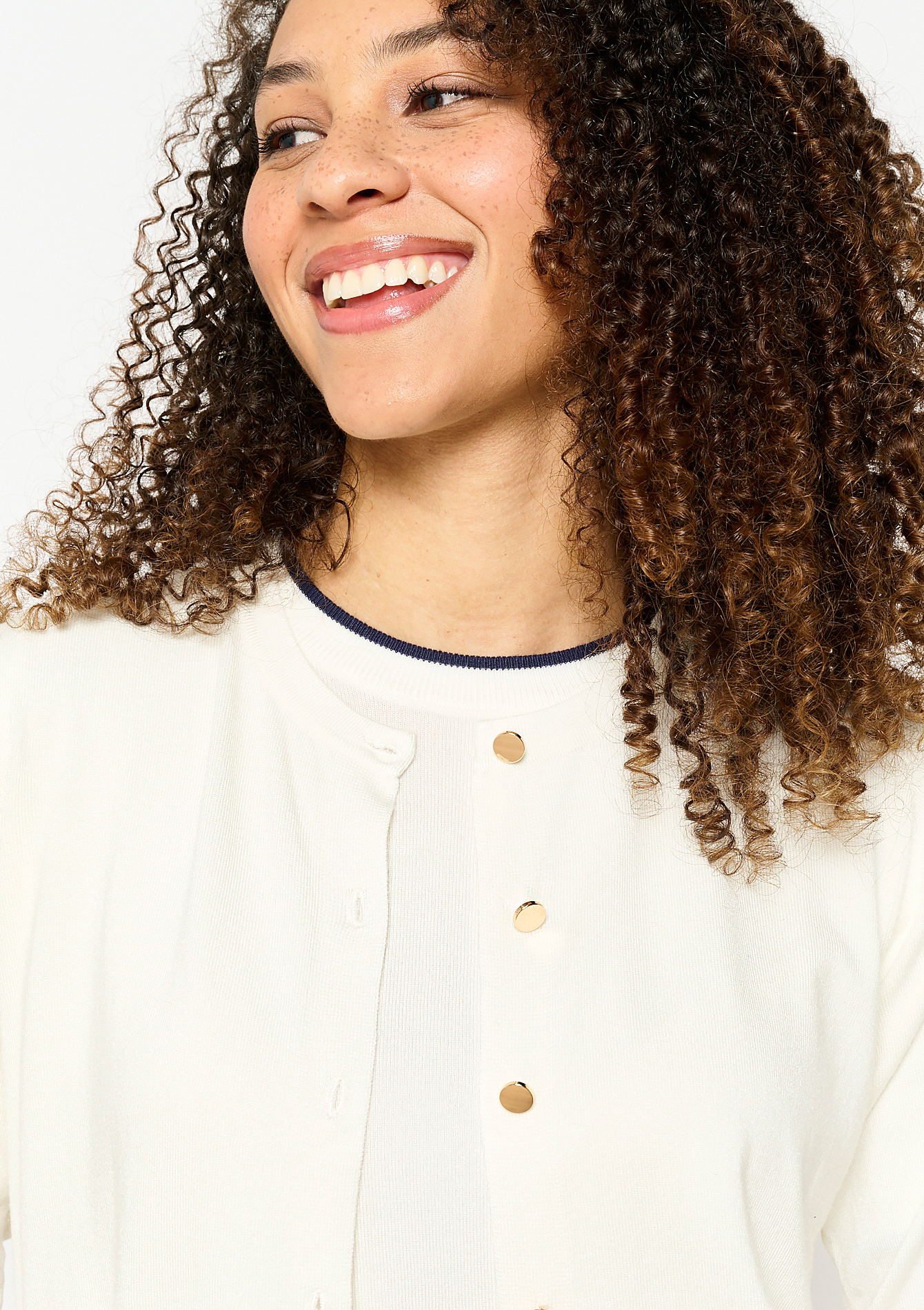 Cardigan met ronde hals, undefined - OFFWHITE - undefined
