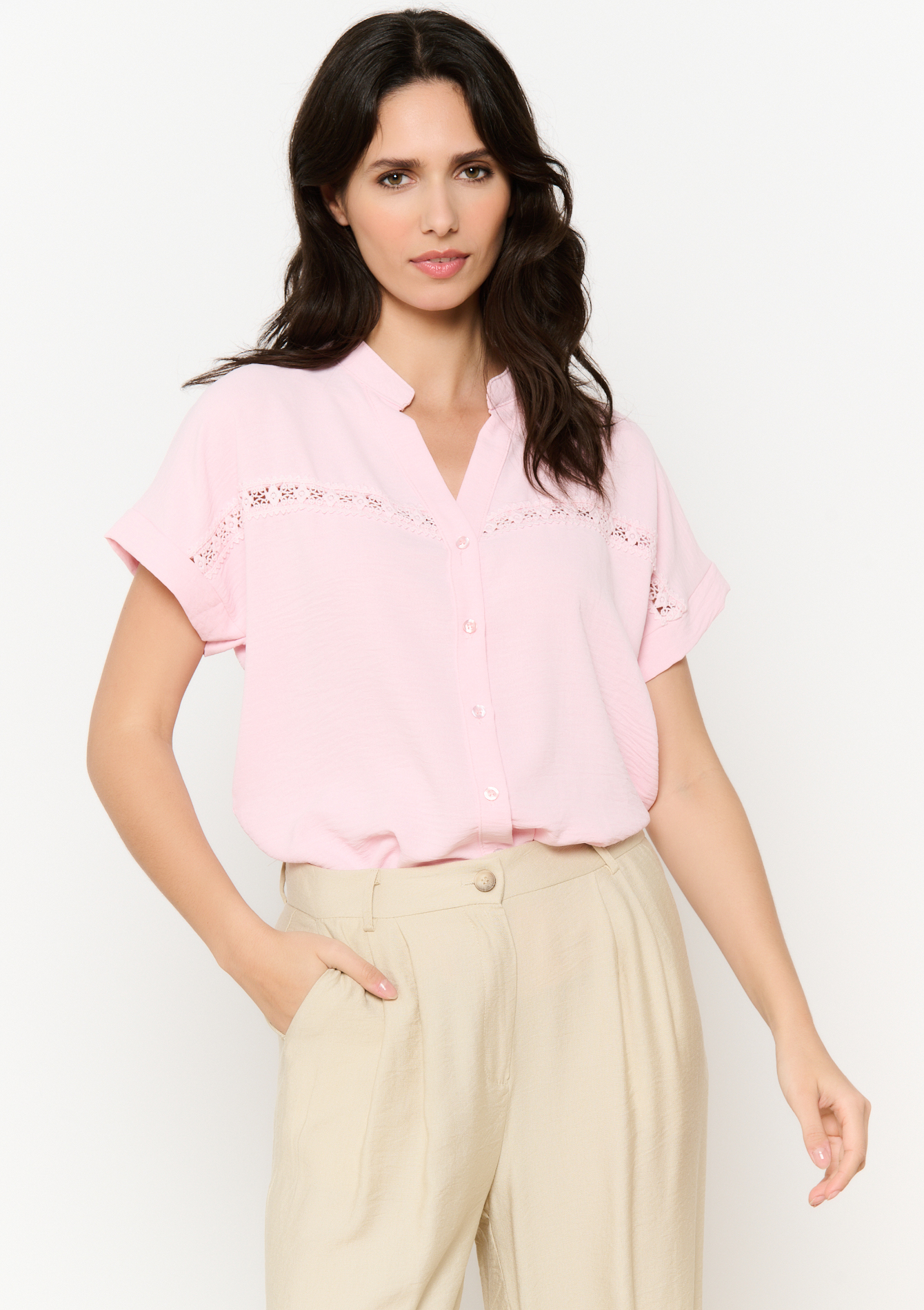 Embroidered flowy blouse, undefined - LIGHT PINK - undefined