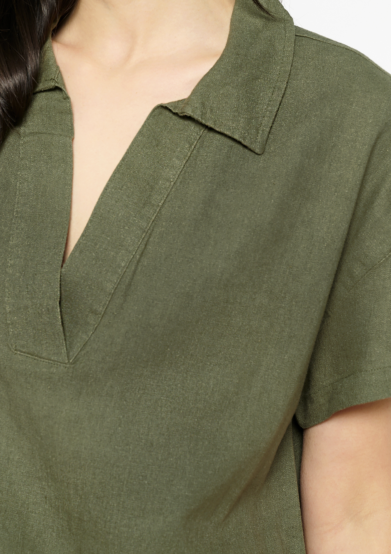 Robe chemise en lin, undefined - KHAKI MED - undefined