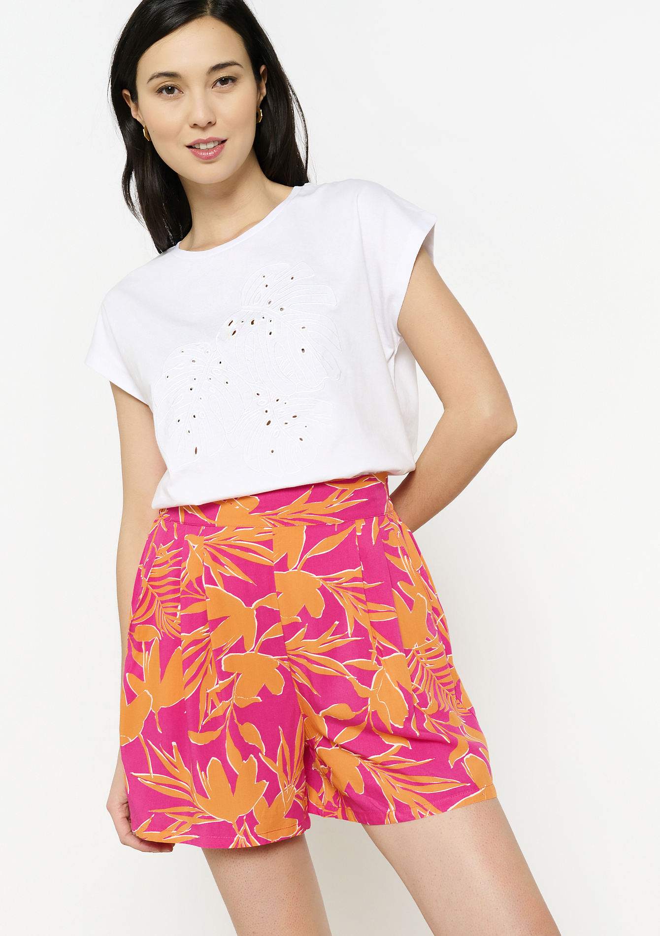Short fluide imprimé, undefined - FUCHSIA - undefined