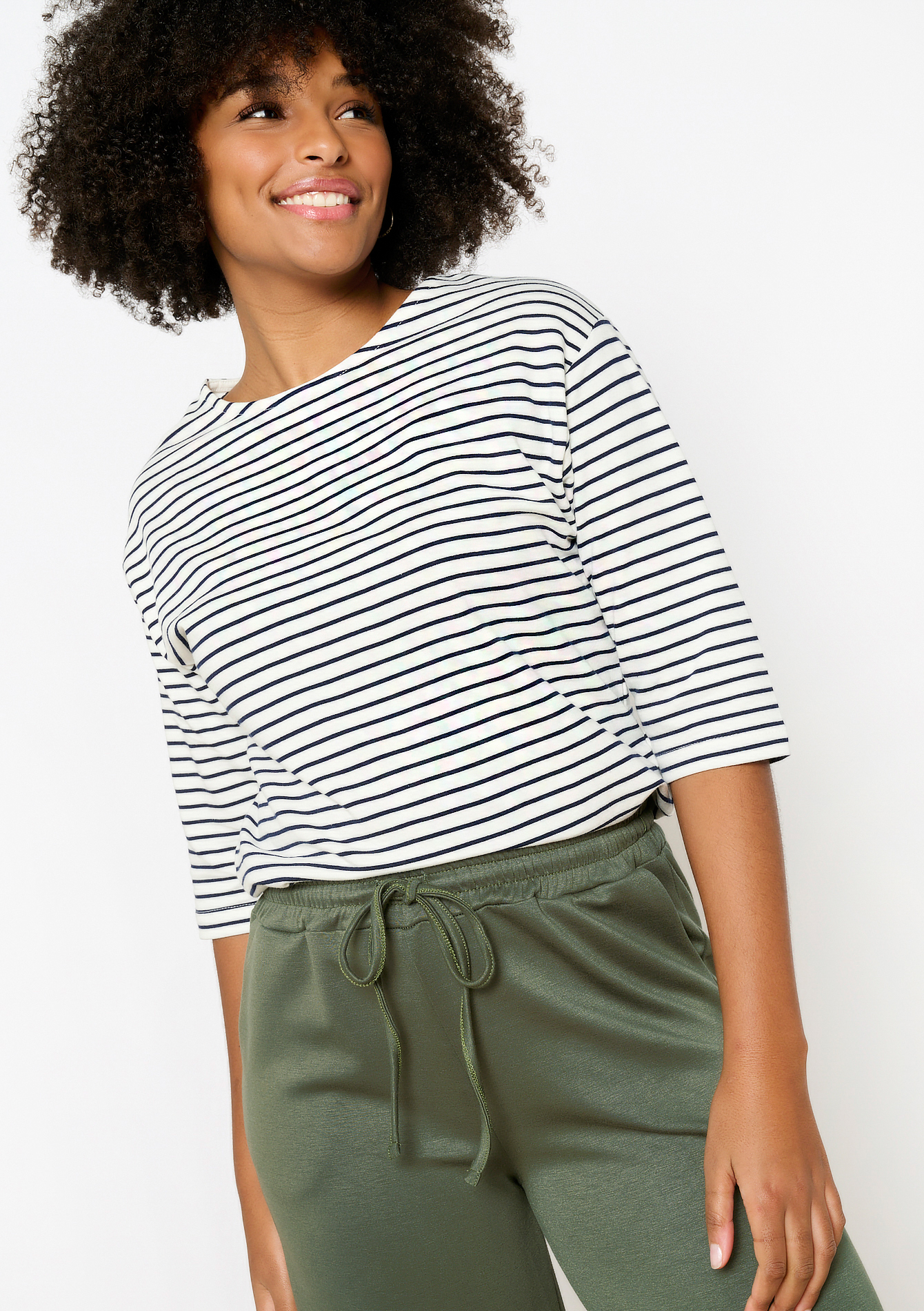 Basic gestreepte T-shirt, undefined - OFFWHITE - undefined
