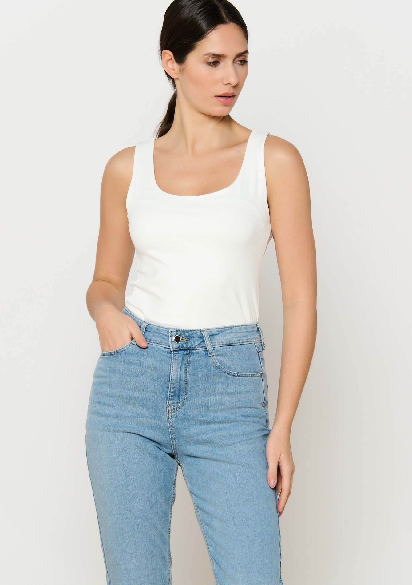Top met ronde hals, undefined - OPTICAL WHITE - undefined