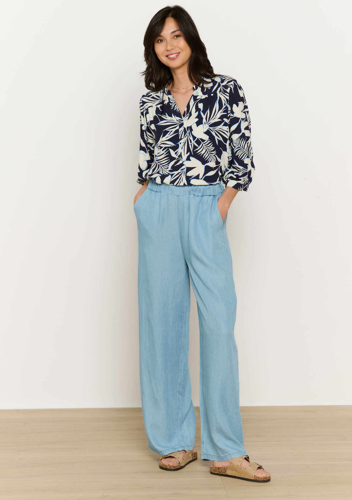 Pantalon fluide en Tencel, undefined - BLUE BLEACHED - undefined