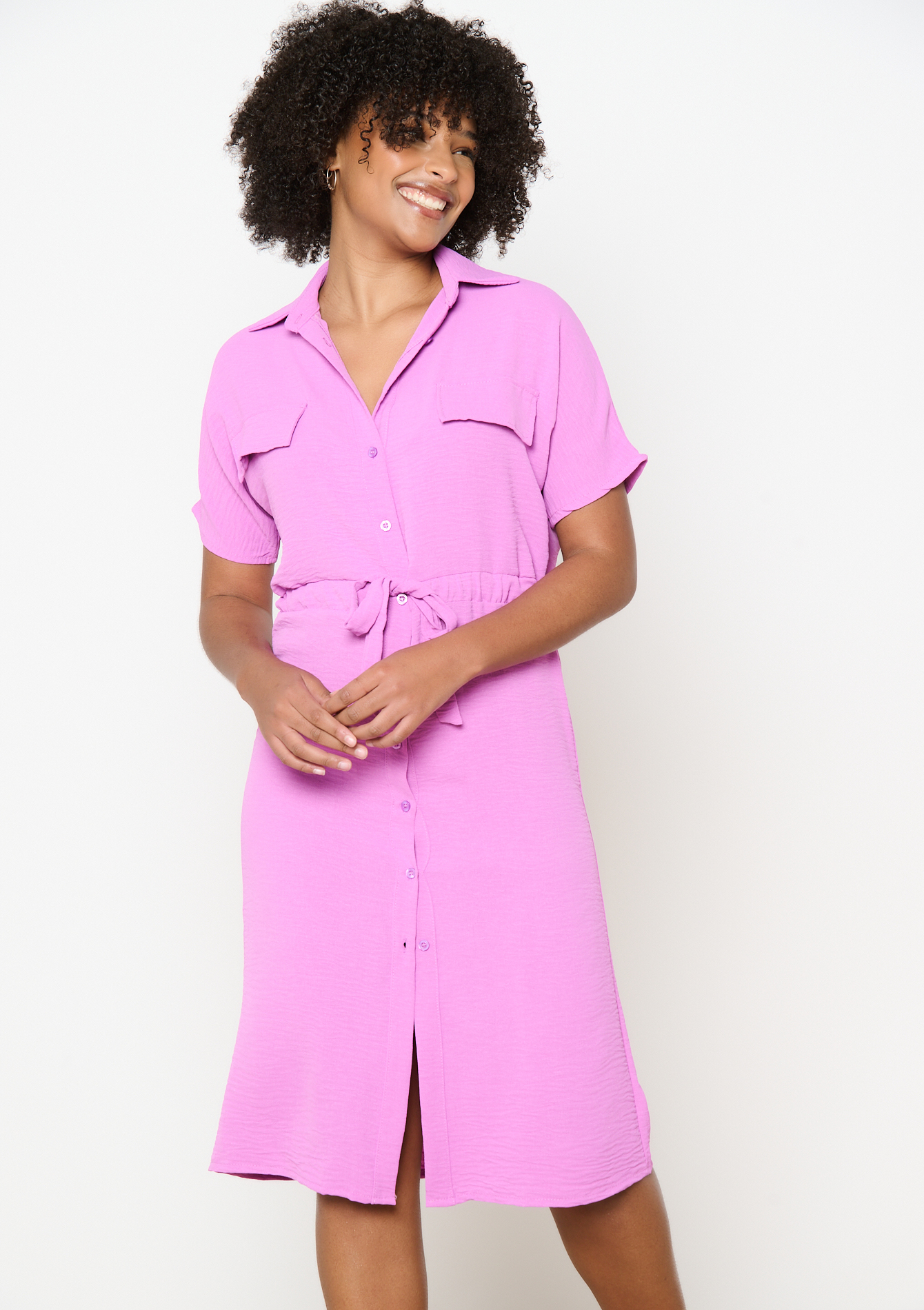 Midi shirt dress, undefined - PURPLE BLUSH - undefined