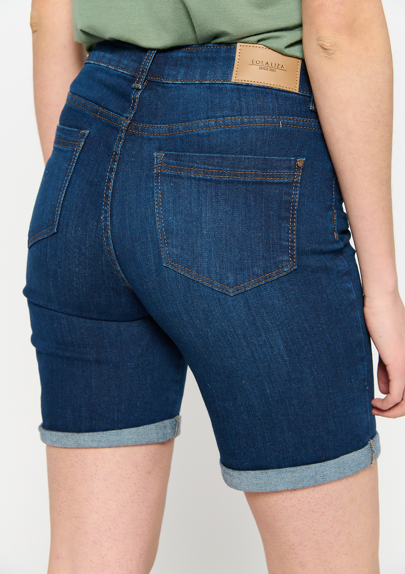 Long shorts with cuff, undefined - DARK BLUE - undefined