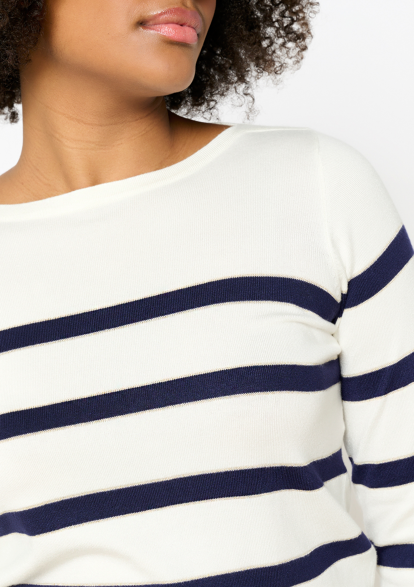 Gestreepte trui met boothals, undefined - OFFWHITE - undefined