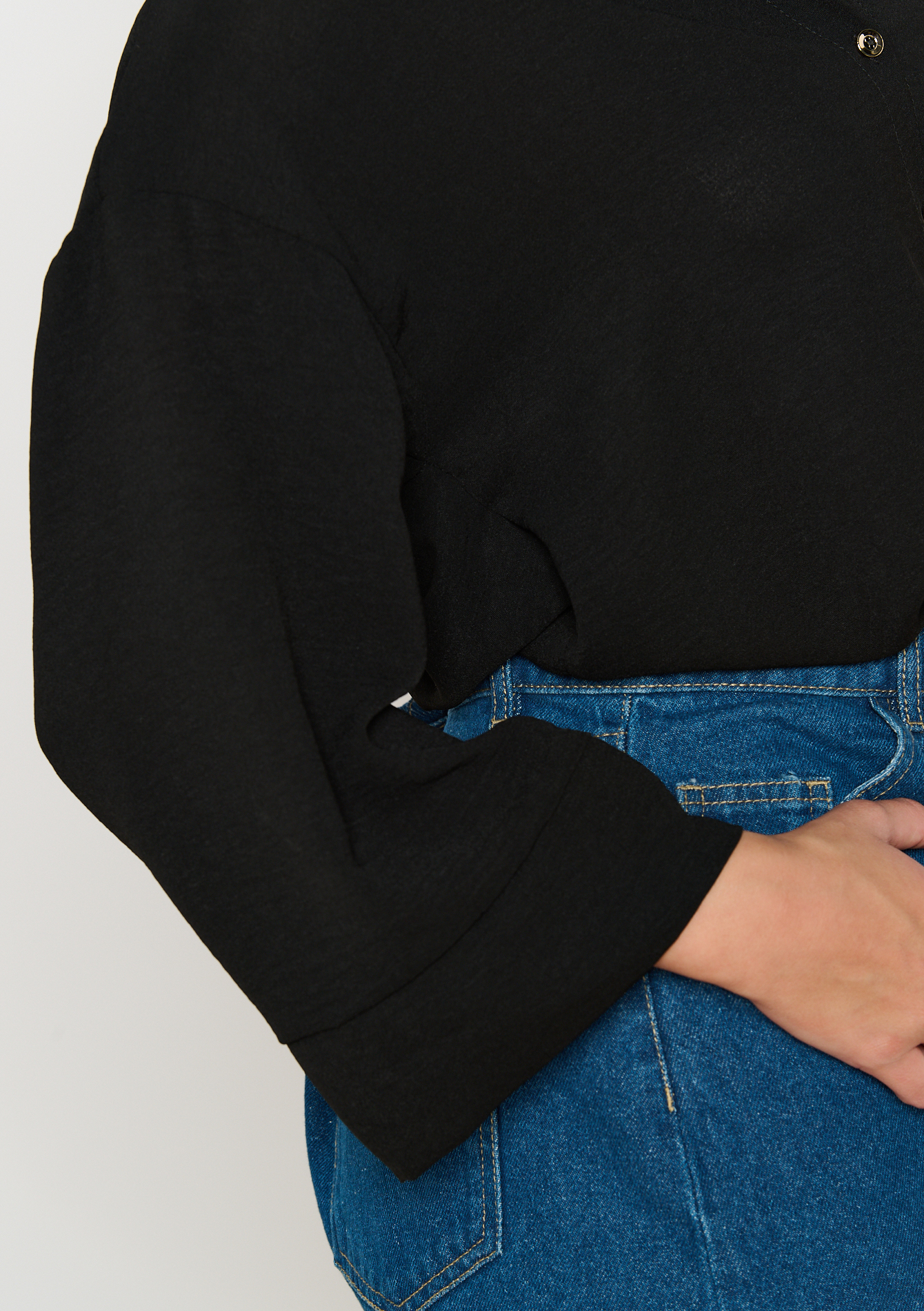 Wide-sleeved shirt, undefined - BLACK - undefined