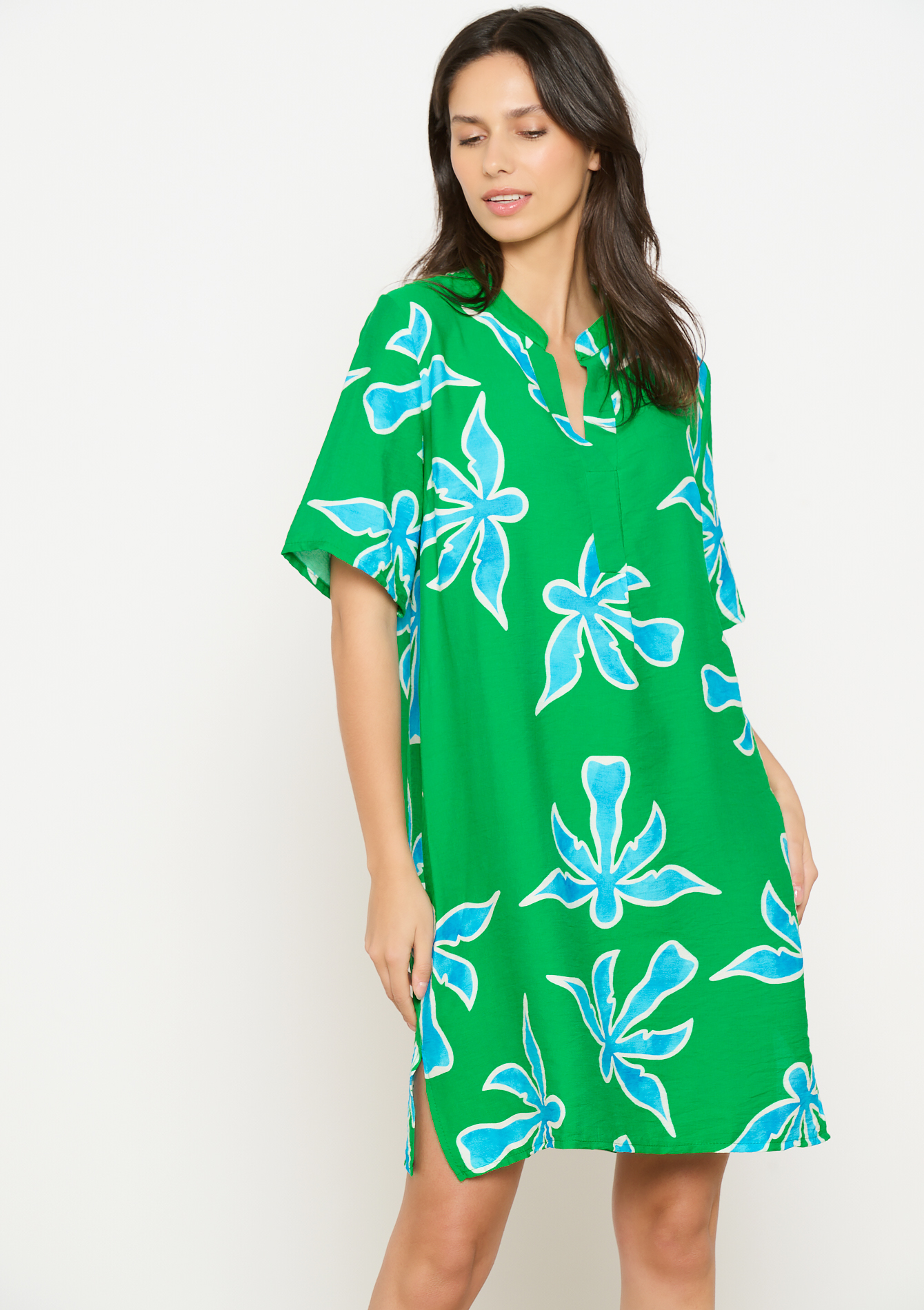 Robe courte à motif floral, undefined - GREEN APPLE - undefined