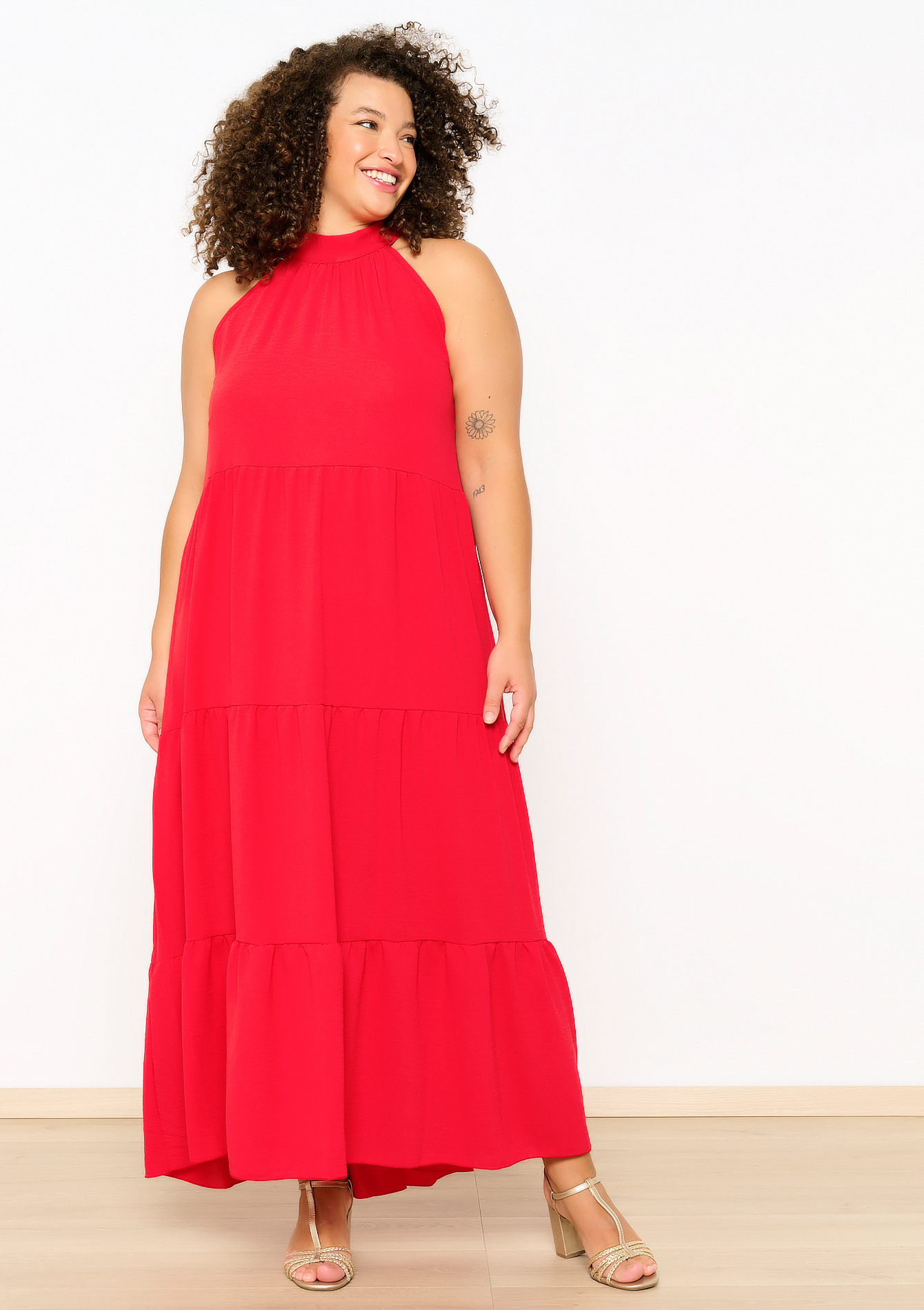 Robe longue à col halter, undefined - RED LIPSTICK - undefined