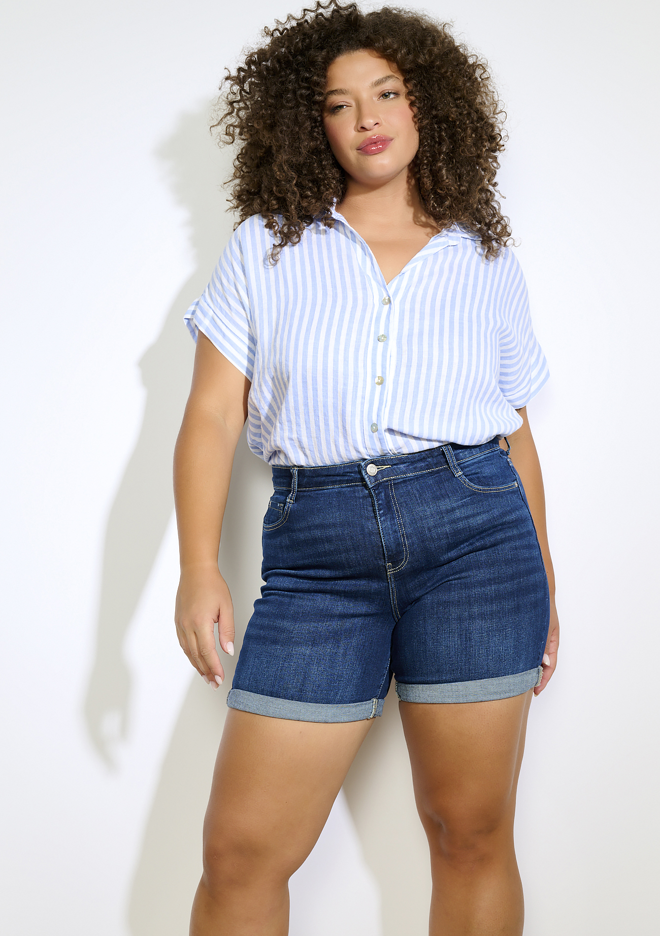 Denim shorts, undefined - DARK BLUE - undefined
