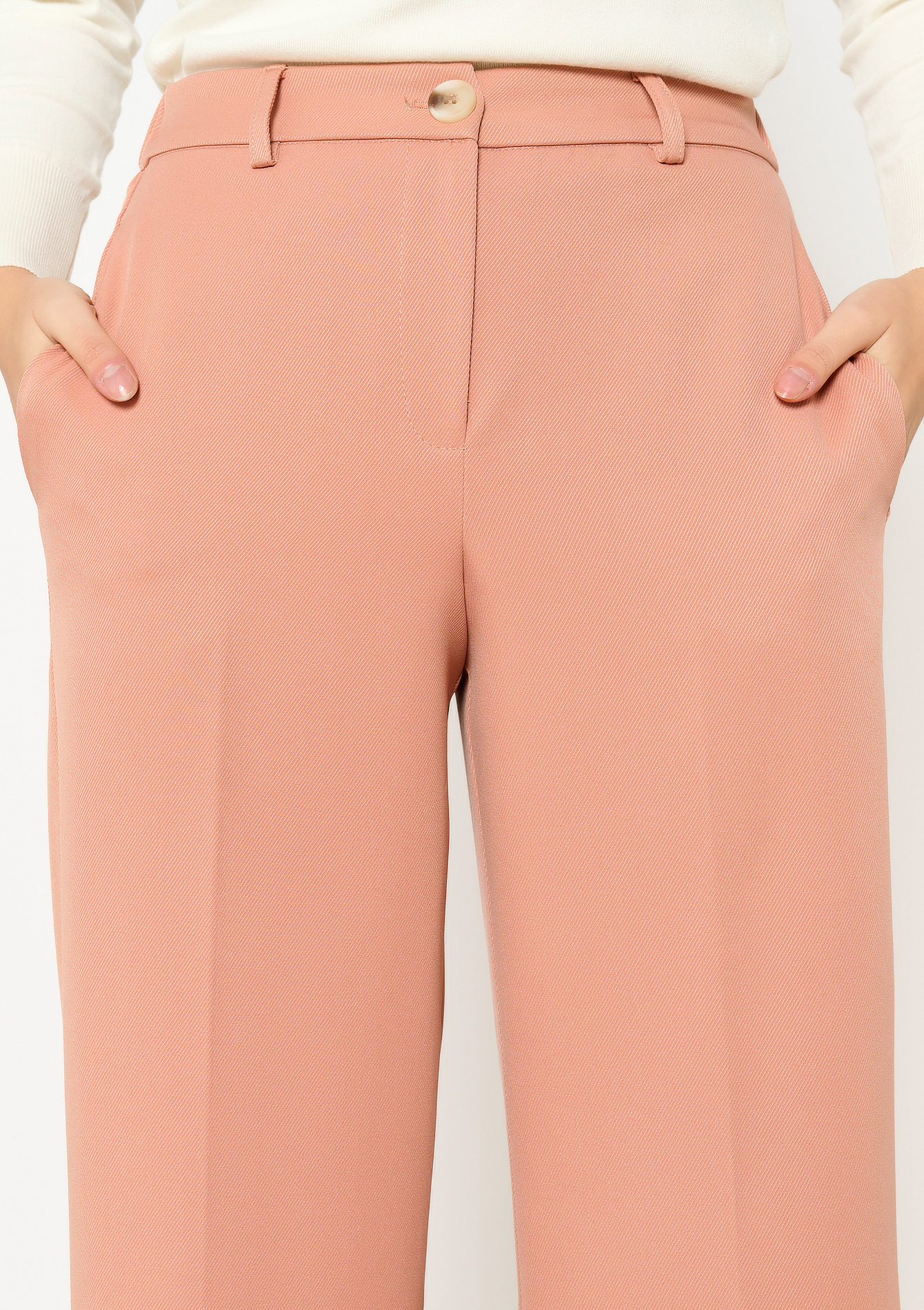 Pantalon évasé en sergé, undefined - COSMETIC PINK - undefined