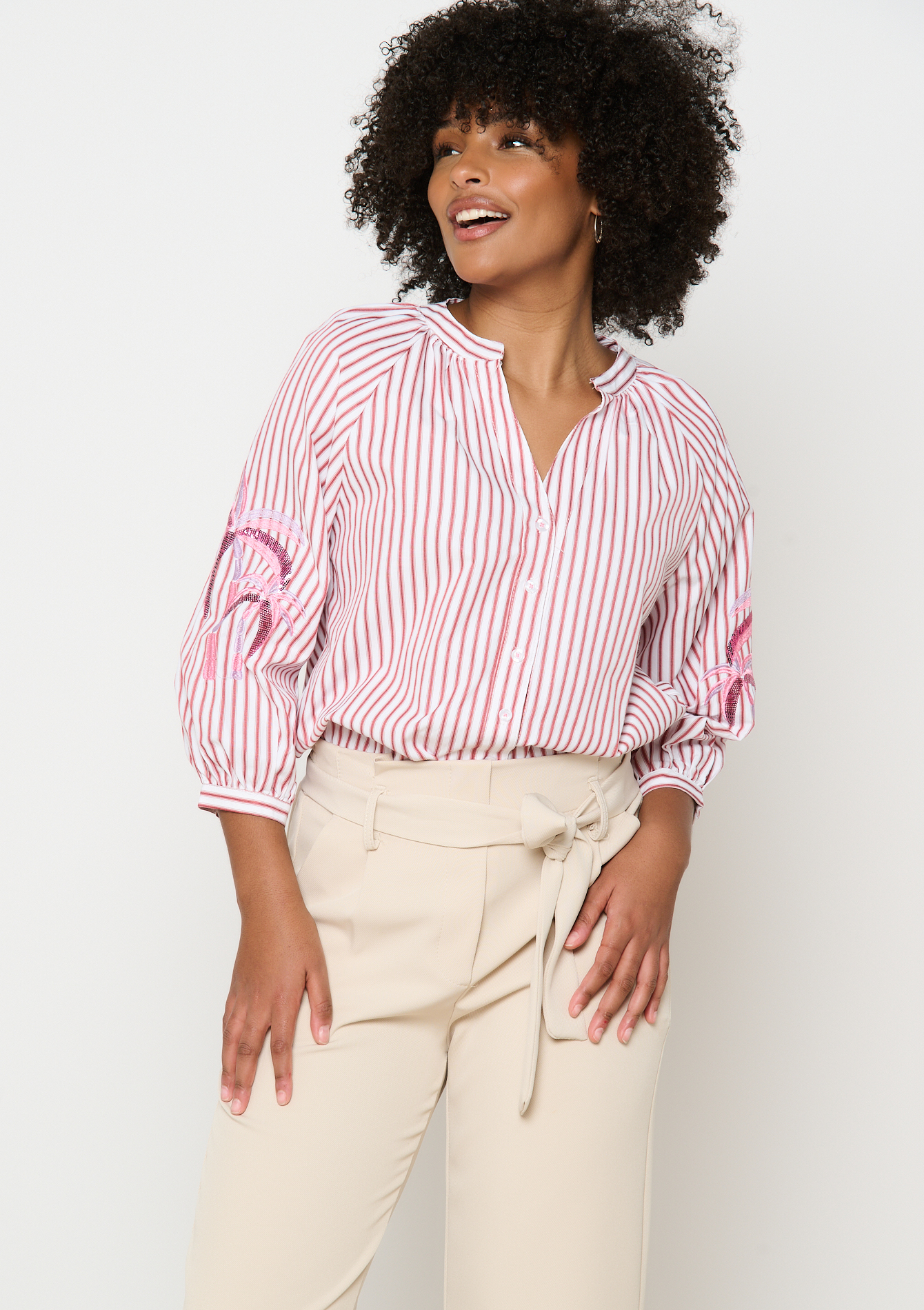 Chemise avec palmiers brodés, undefined - BORDEAUX WINE - undefined