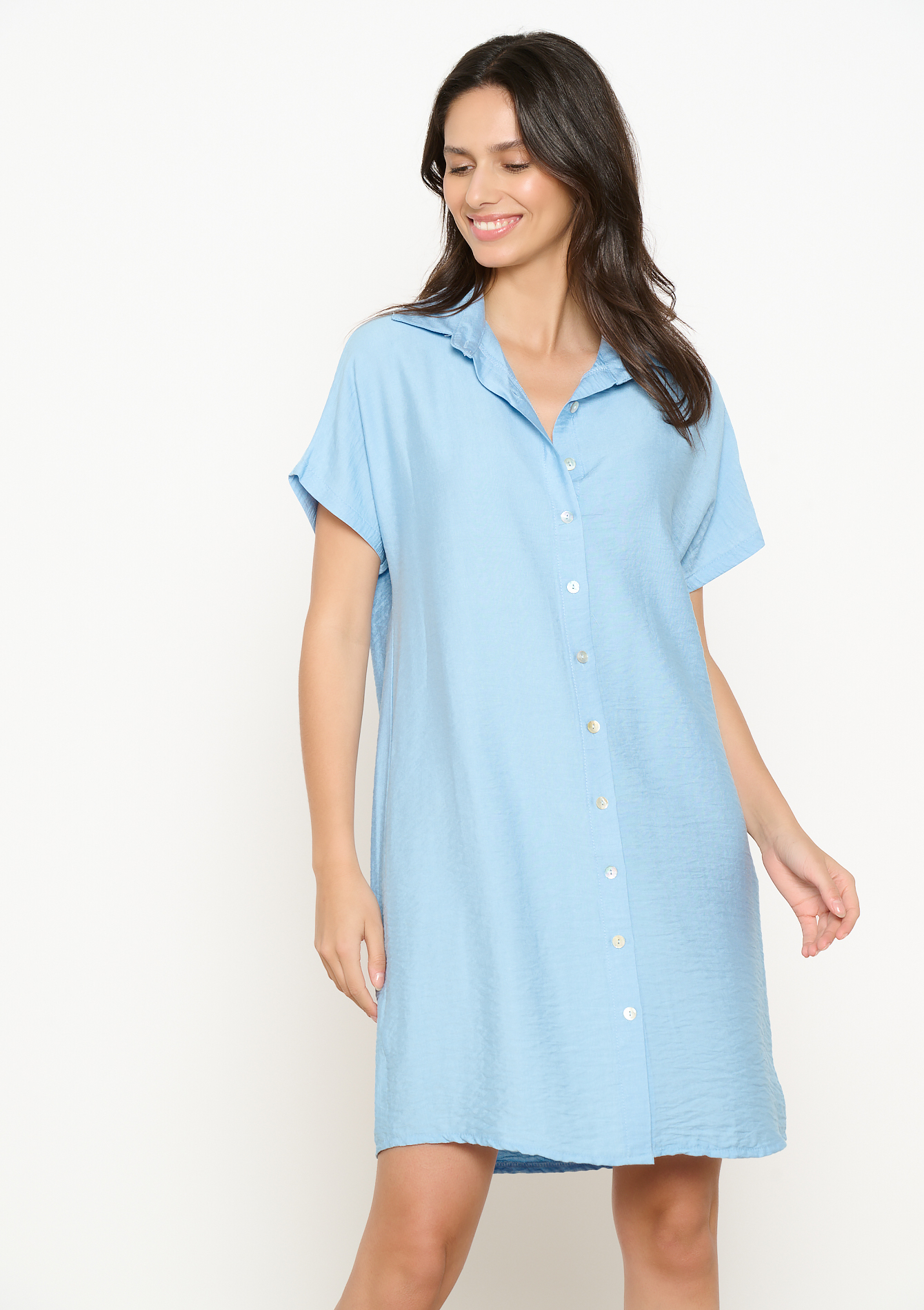 Short shirt dress, undefined - BLUE PASTEL - undefined