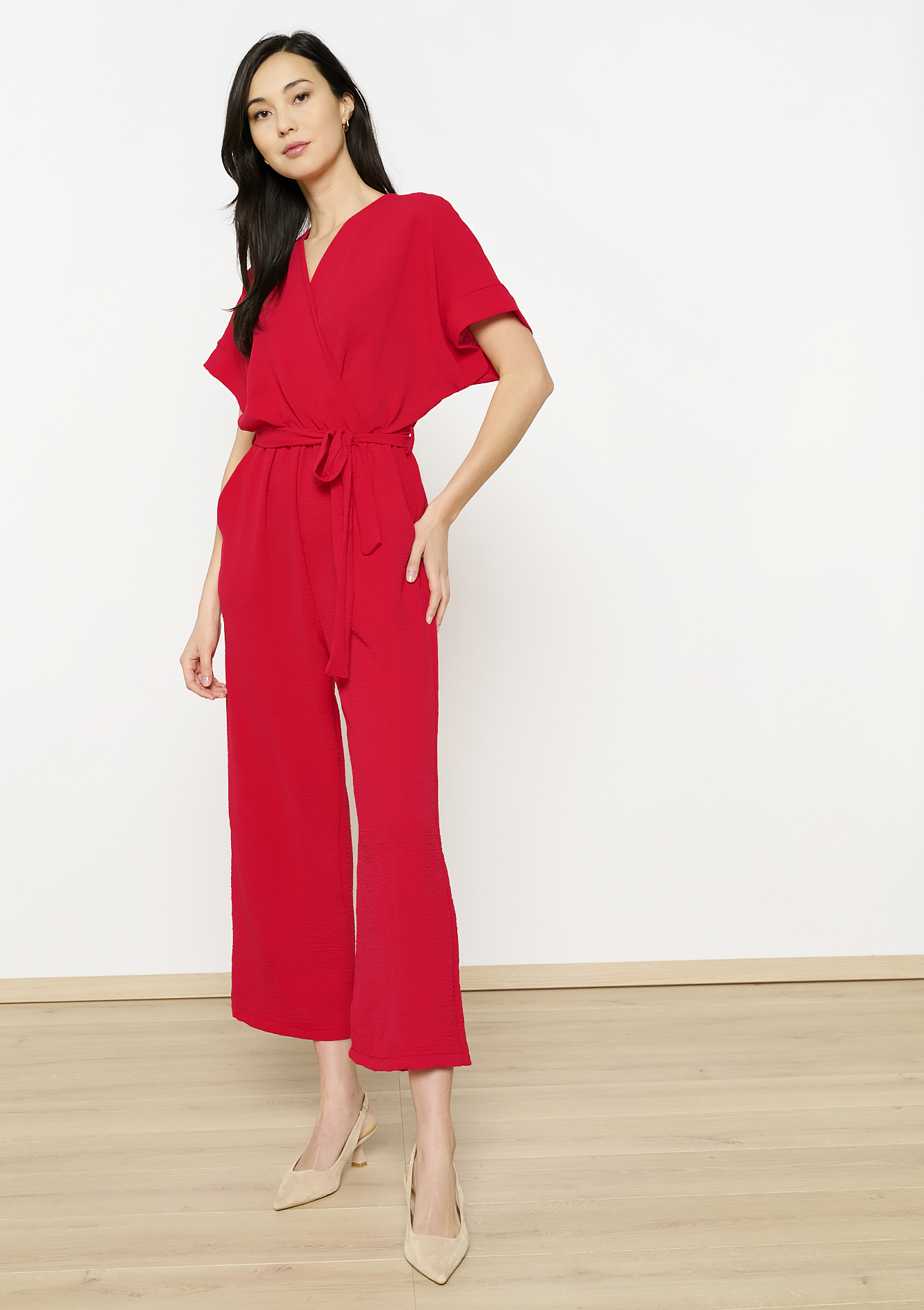 Flowy belted jumpsuit, undefined - RED LIPSTICK - undefined