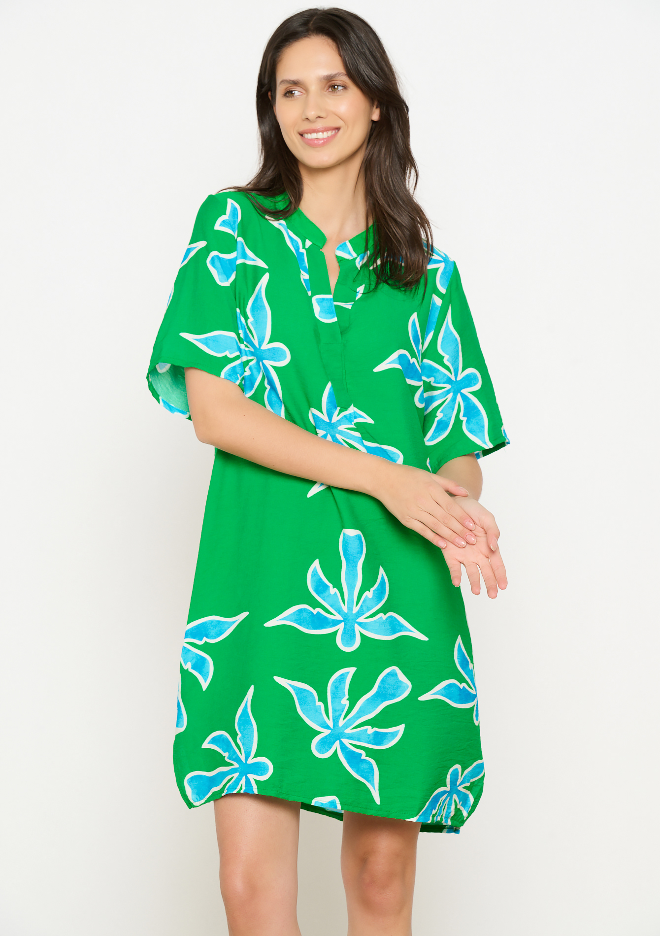 Robe courte à motif floral, undefined - GREEN APPLE - undefined