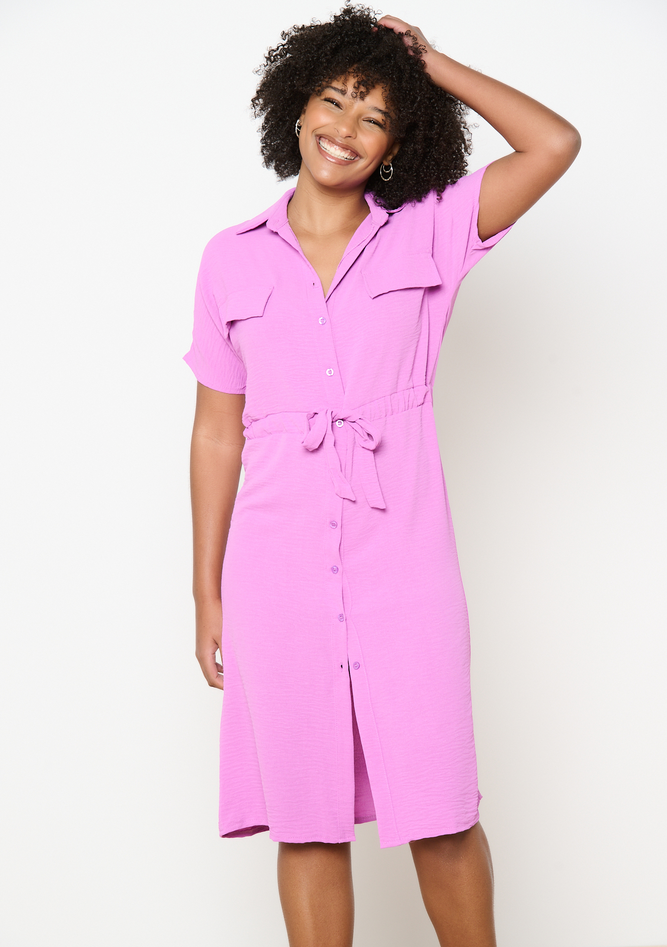 Midi shirt dress, undefined - PURPLE BLUSH - undefined