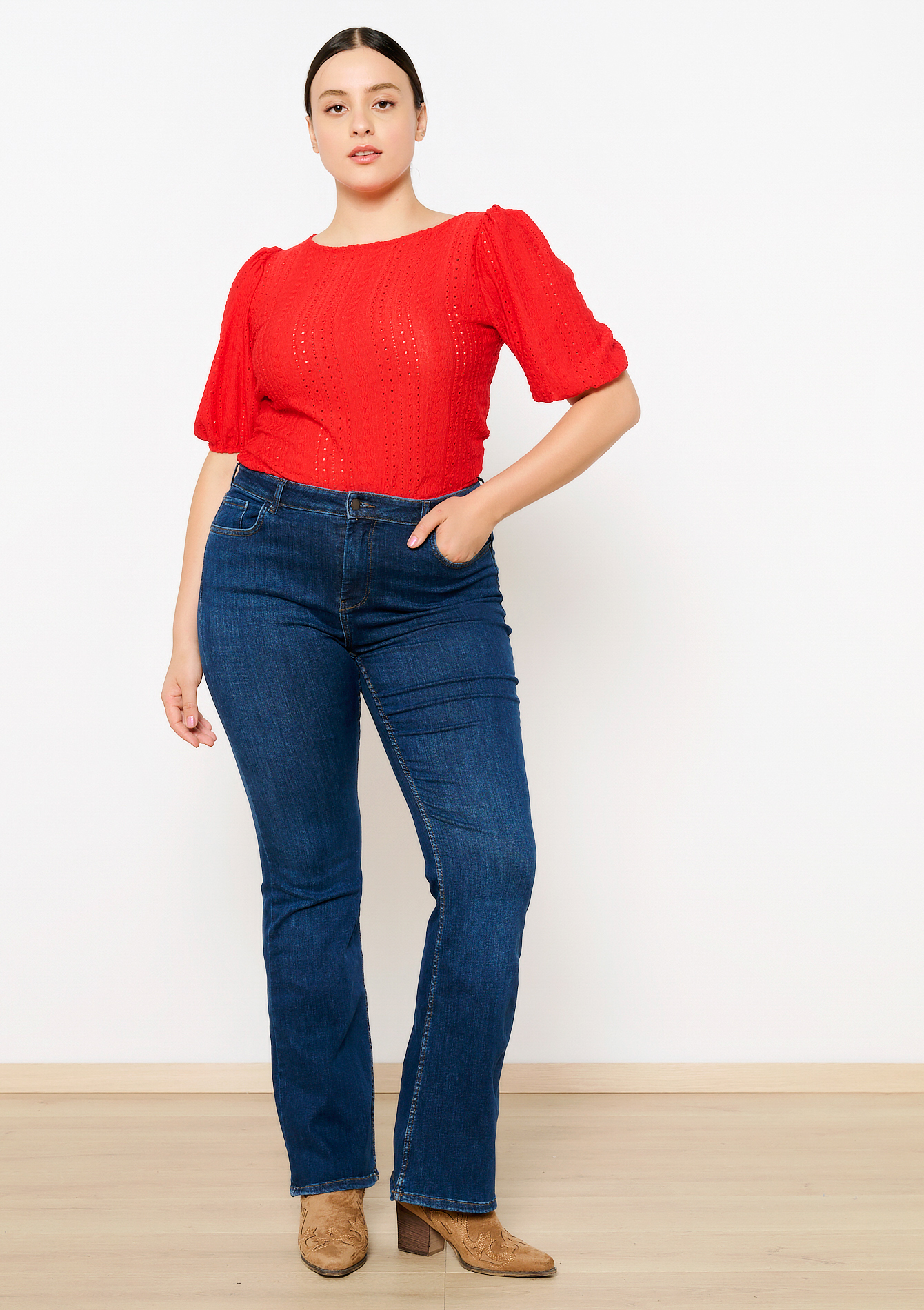 Bootcut jeans with high waist, undefined - DARK BLUE - undefined