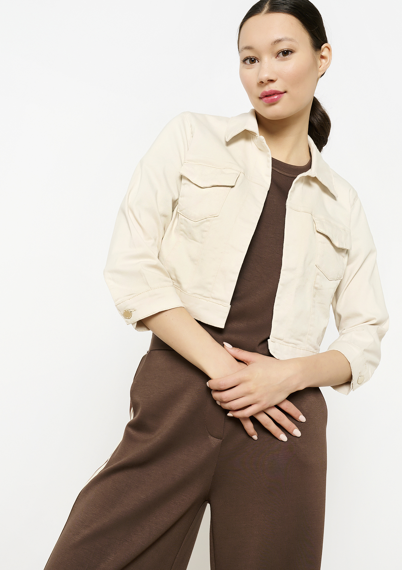 Veste courte en sergé, undefined - LT BEIGE - undefined