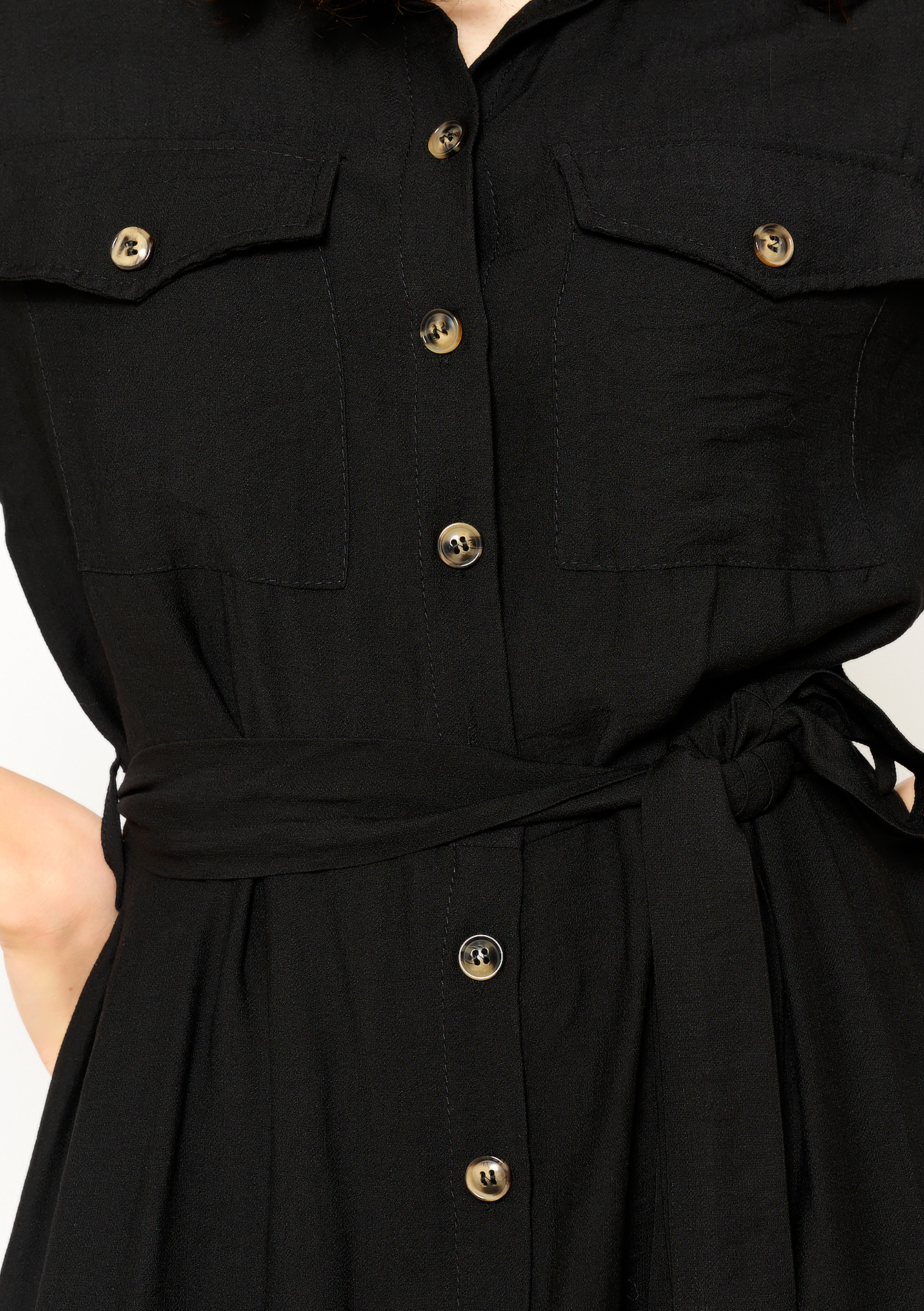 Robe-chemise safari avec noeud, undefined - BLACK - undefined