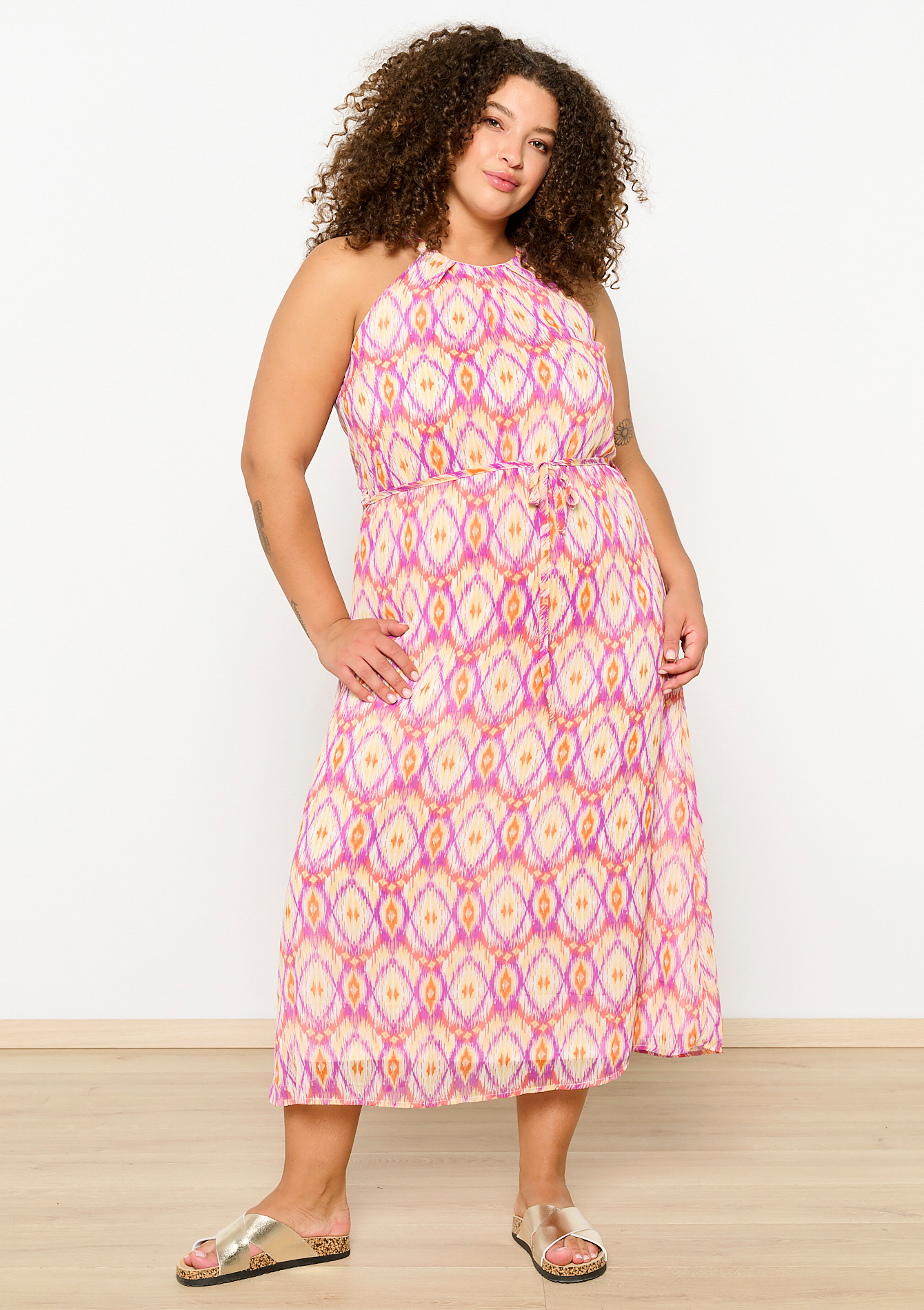 Halter dress with ikat print, undefined - PURPLE BLUSH - undefined