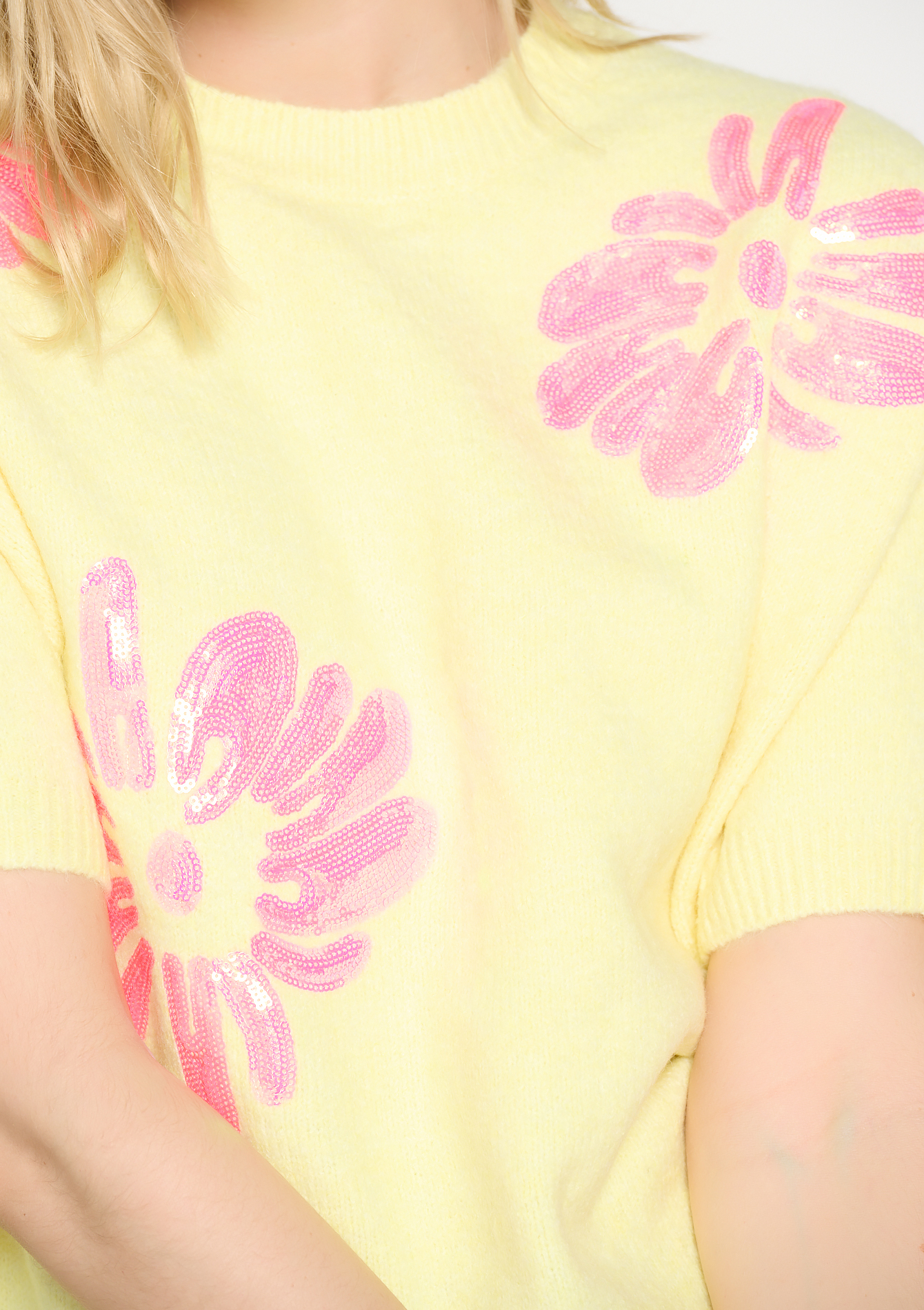 Geborduurde bloemen trui, undefined - YELLOW PASTEL - undefined