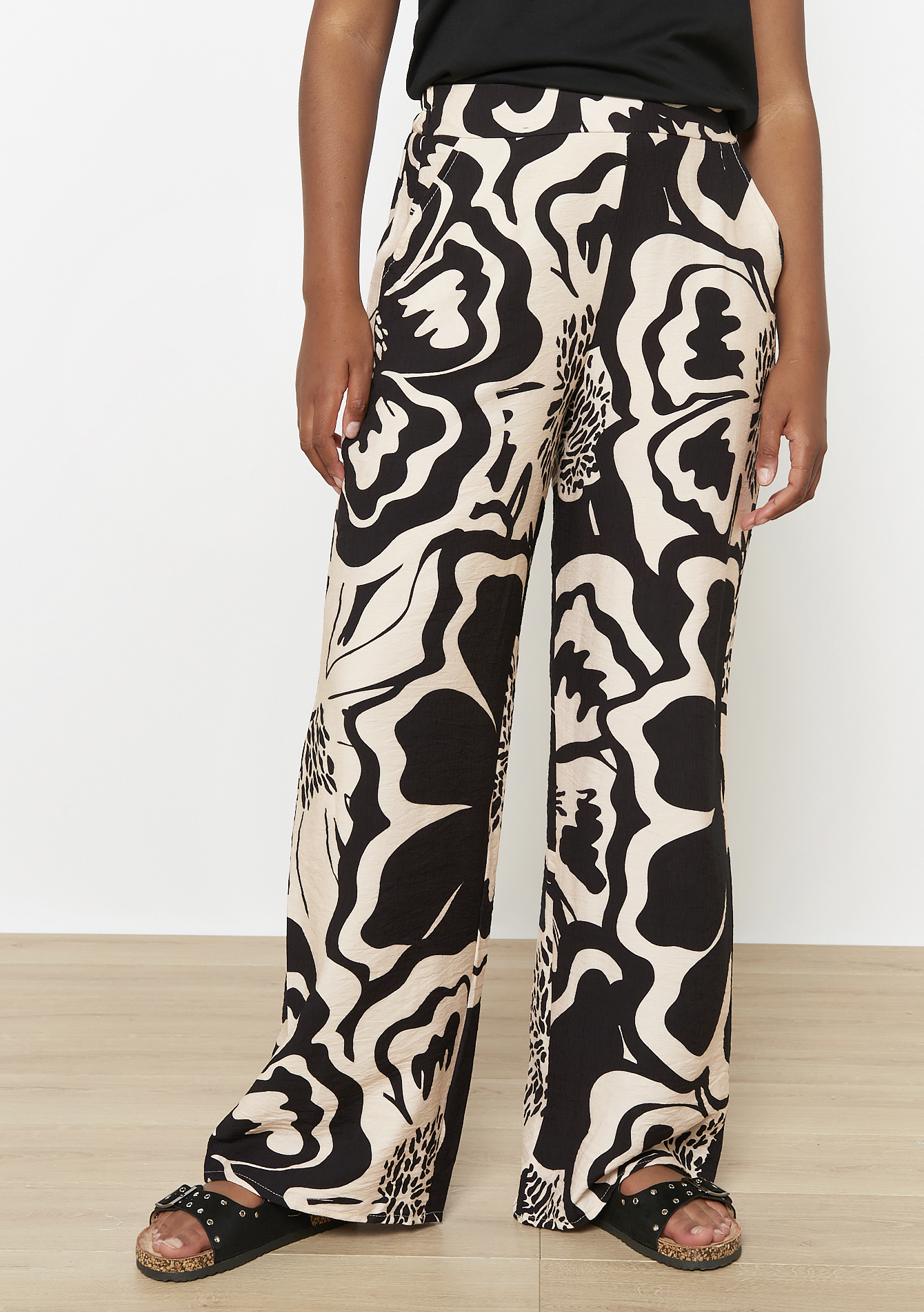 Pantalon imprimé ample, undefined - BLACK - undefined