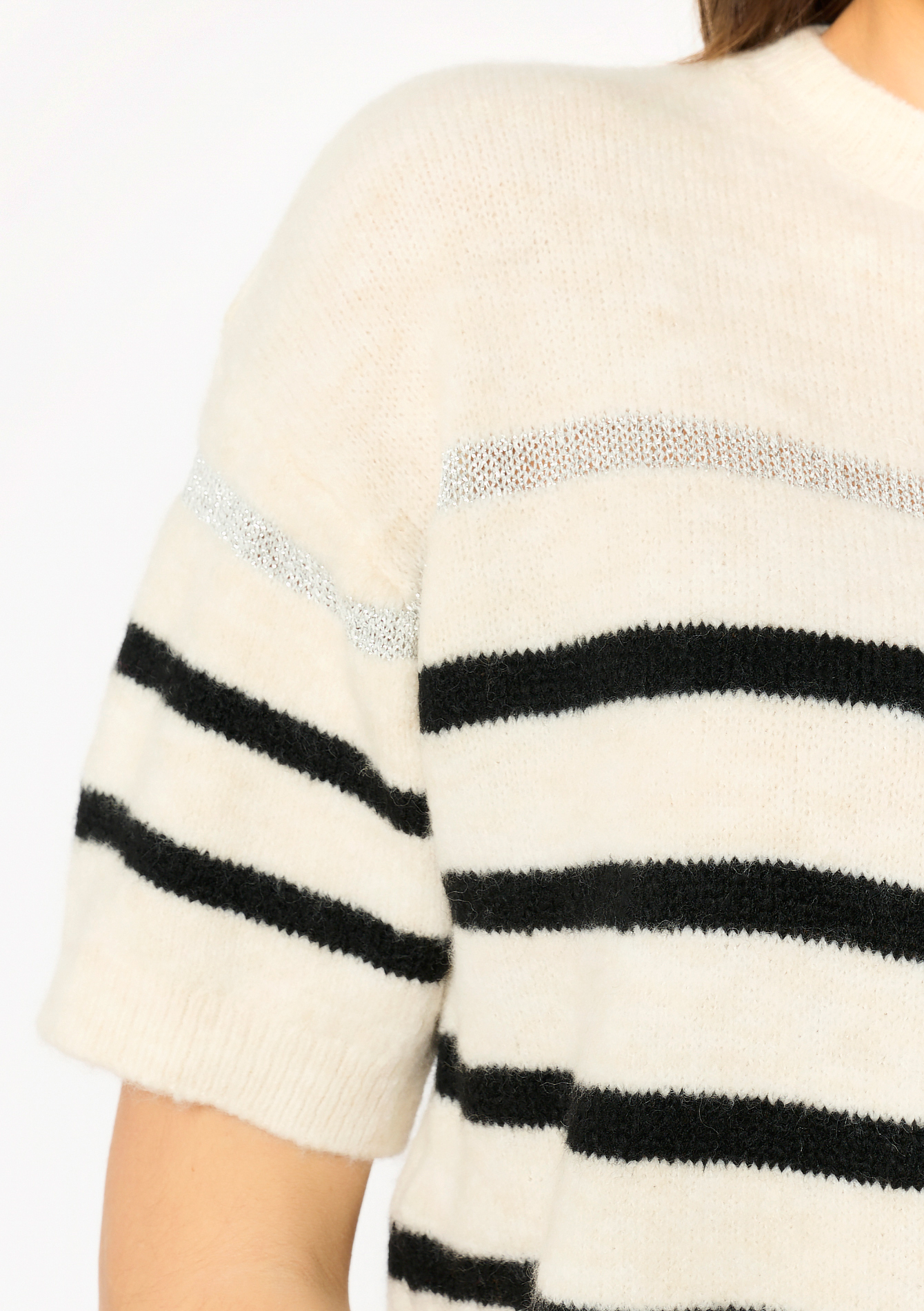 Gestreepte trui met korte mouwen, undefined - OFFWHITE - undefined