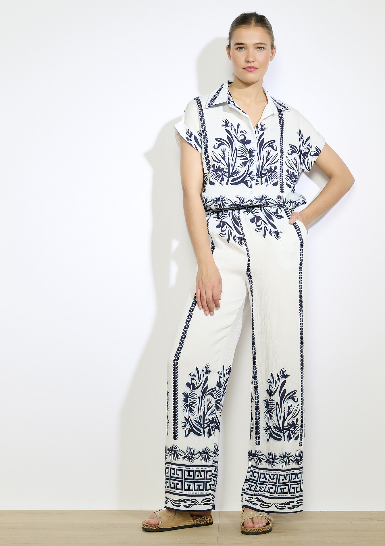 Pantalon large imprimé, undefined - ELECTRIC BLUE - undefined