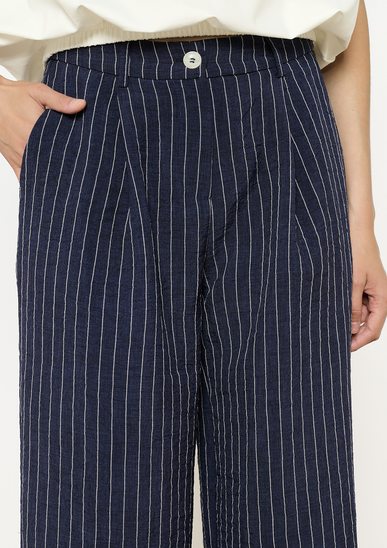Pantalon habillé à rayures, undefined - NAVY DARK - undefined