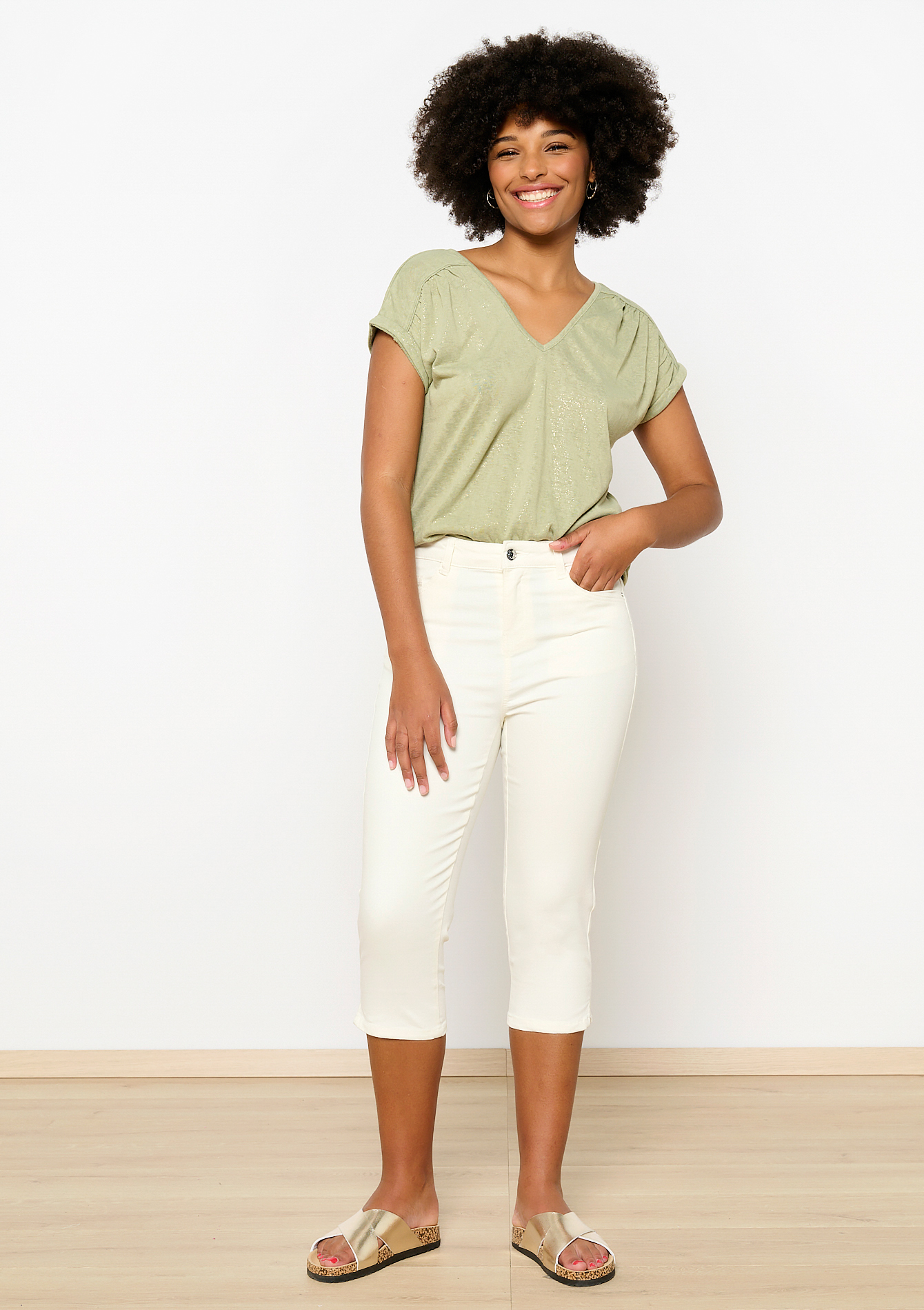 Pantalon 3/4 à taille haute, undefined - OFFWHITE - undefined