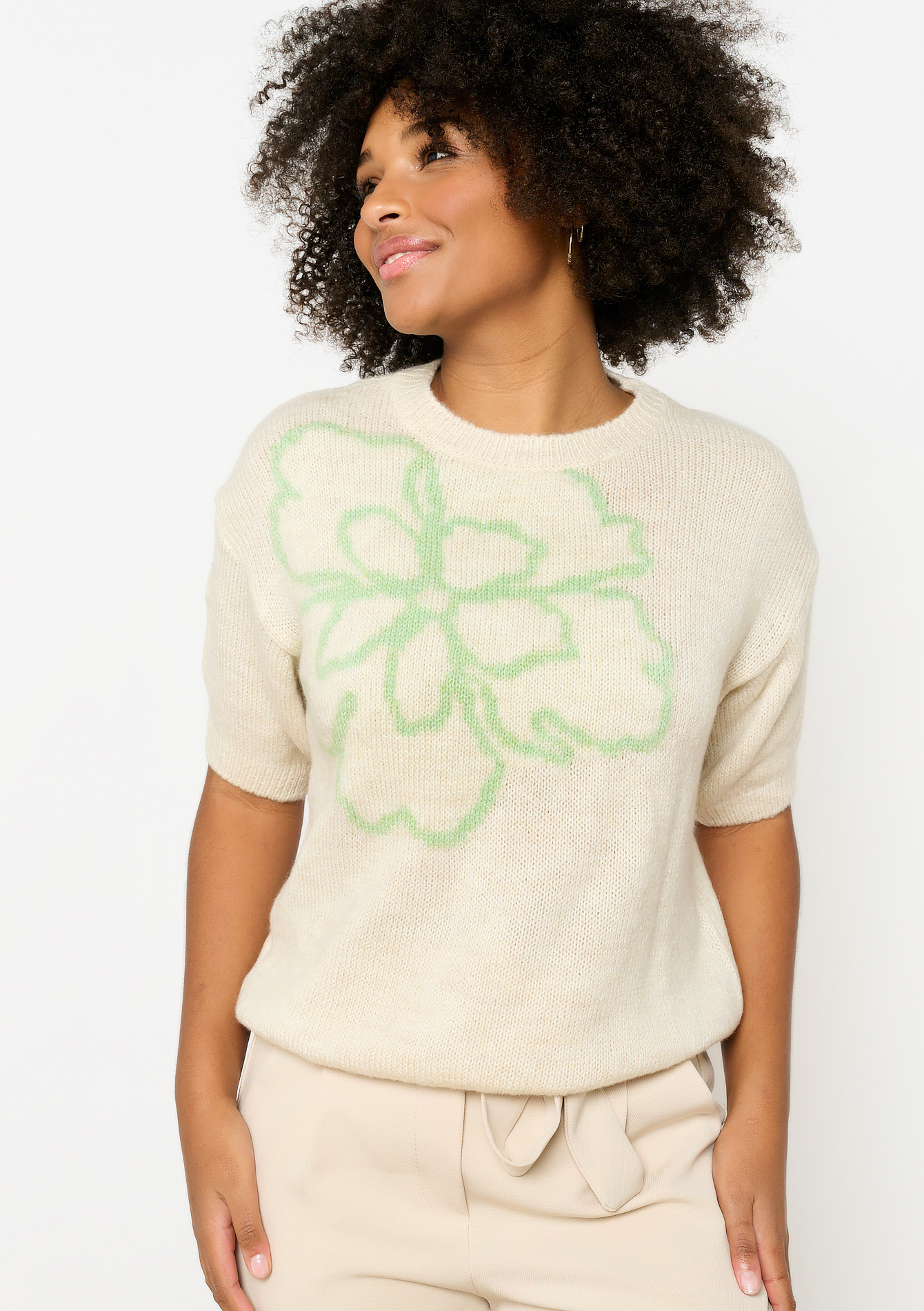 Pull avec grande fleur, undefined - VANILLA WHITE - undefined