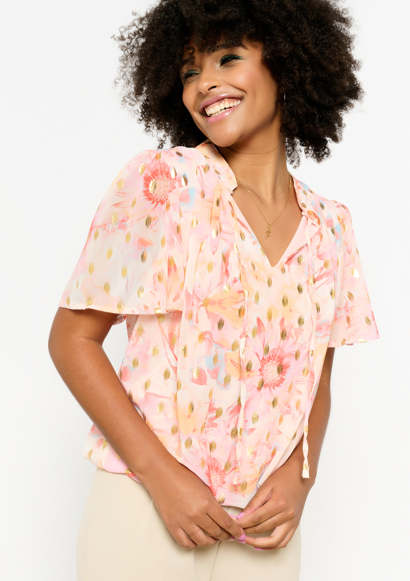 Blouse à imprimé fleuri, undefined - OFFWHITE - undefined