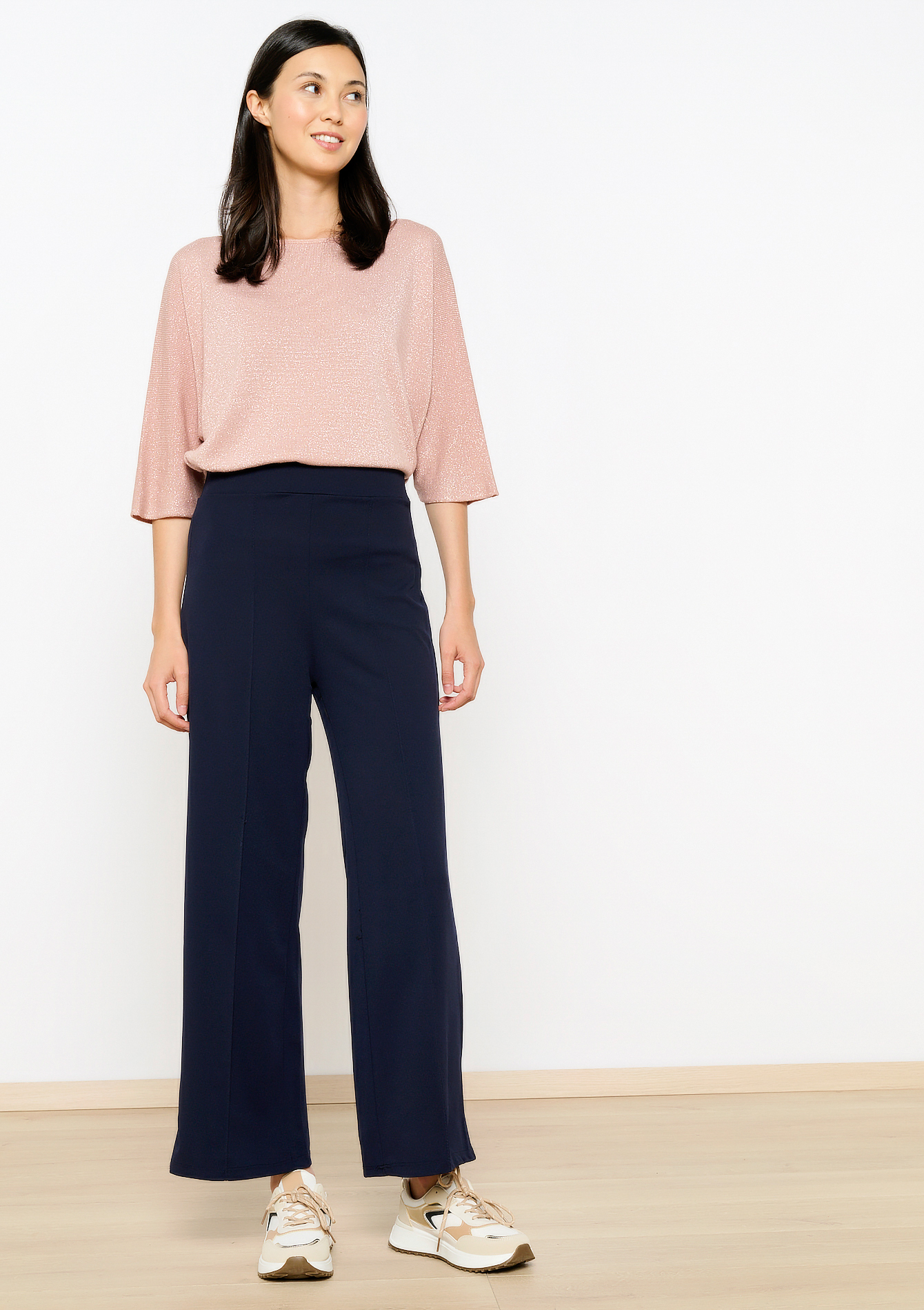 Pantalon évasé, undefined - NAVY BASIC - undefined