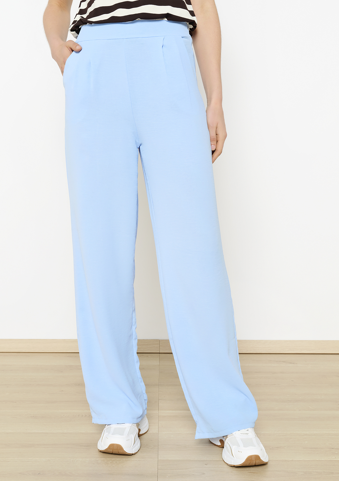 Wijde vloeiende broek, undefined - BLUE PASTEL - undefined