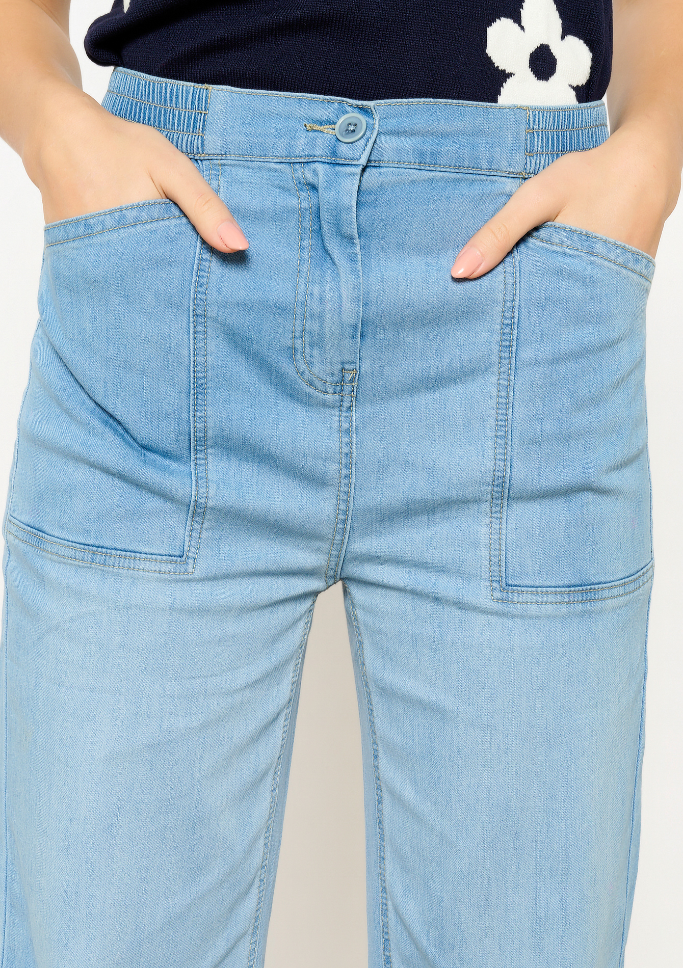 Jean évasé taille haute, undefined - BLUE BLEACHED - undefined