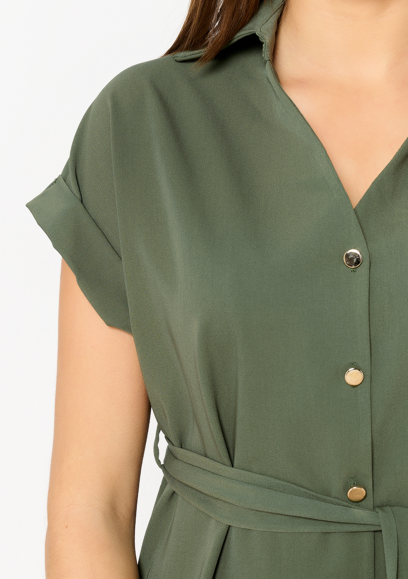 Robe-chemise avec lien à nouer, undefined - KHAKI MED - undefined