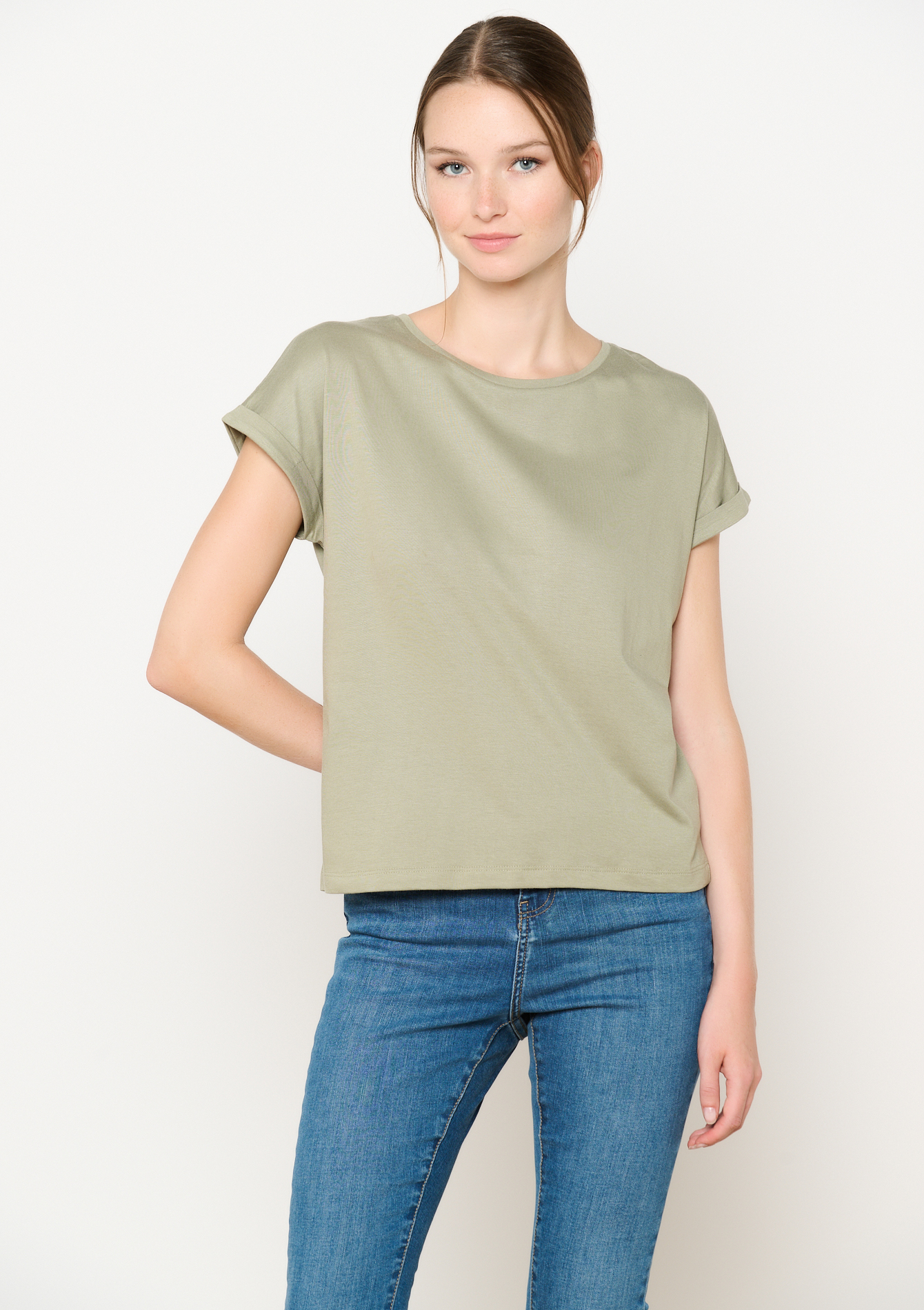 Short-sleeved T-shirt, undefined - KHAKI MED - undefined
