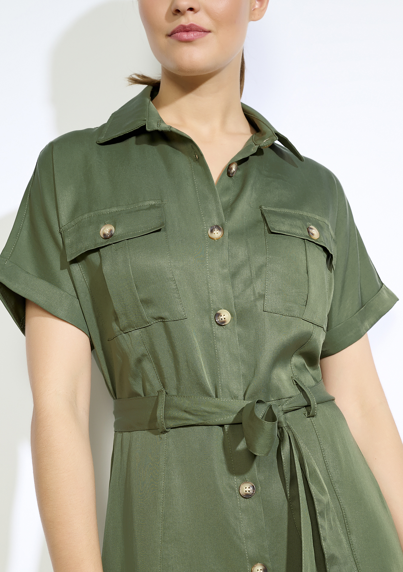 Overhemdjurk met ceintuur, undefined - KHAKI MED - undefined