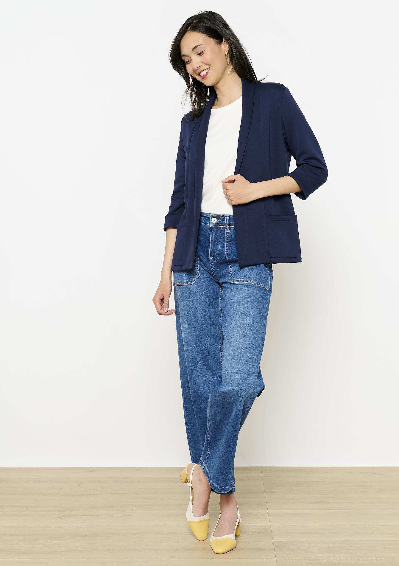 Veste fluide mi-longue, undefined - NAVY BASIC - undefined
