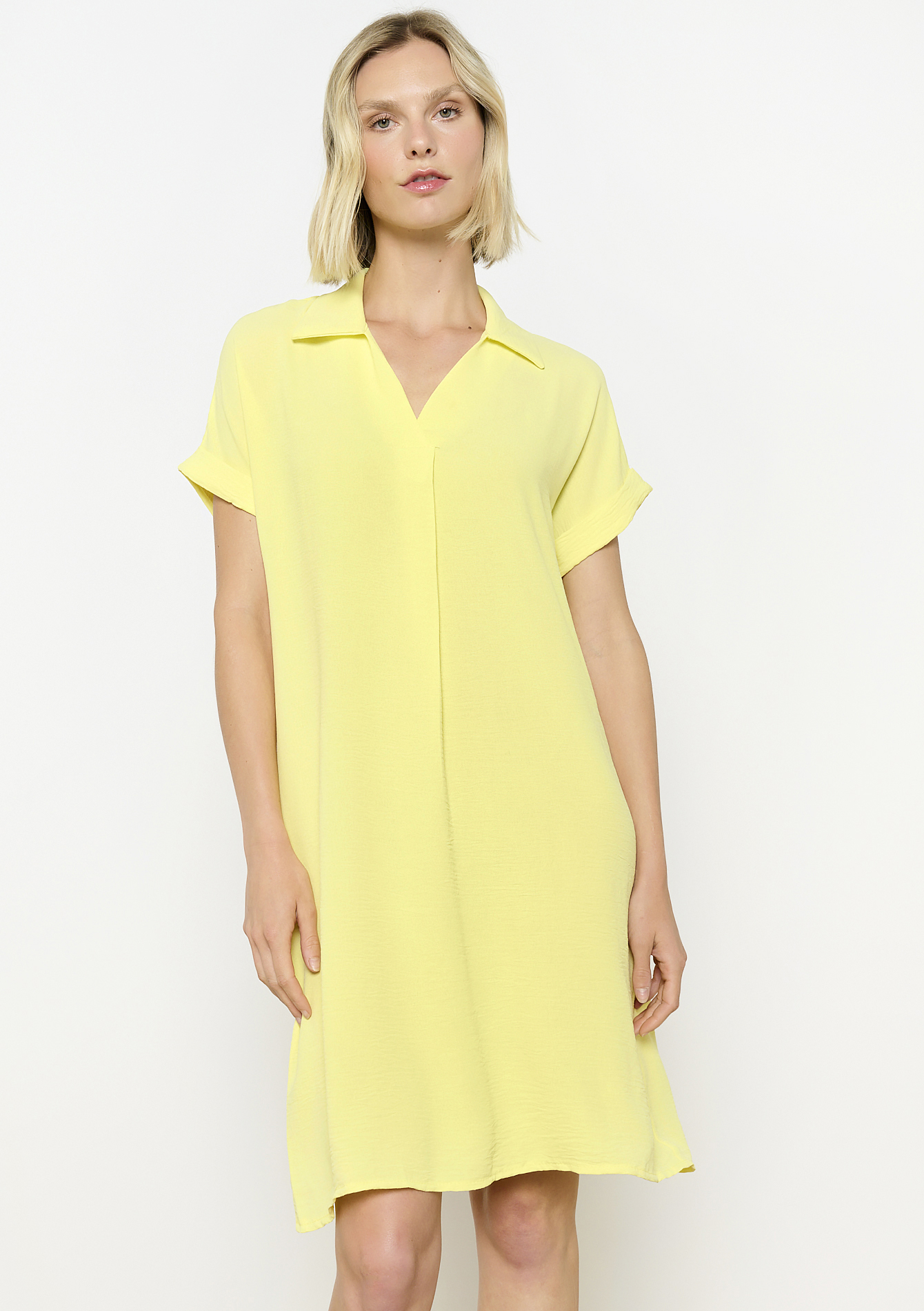 Robe fluide à col polo, undefined - YELLOW PASTEL - undefined