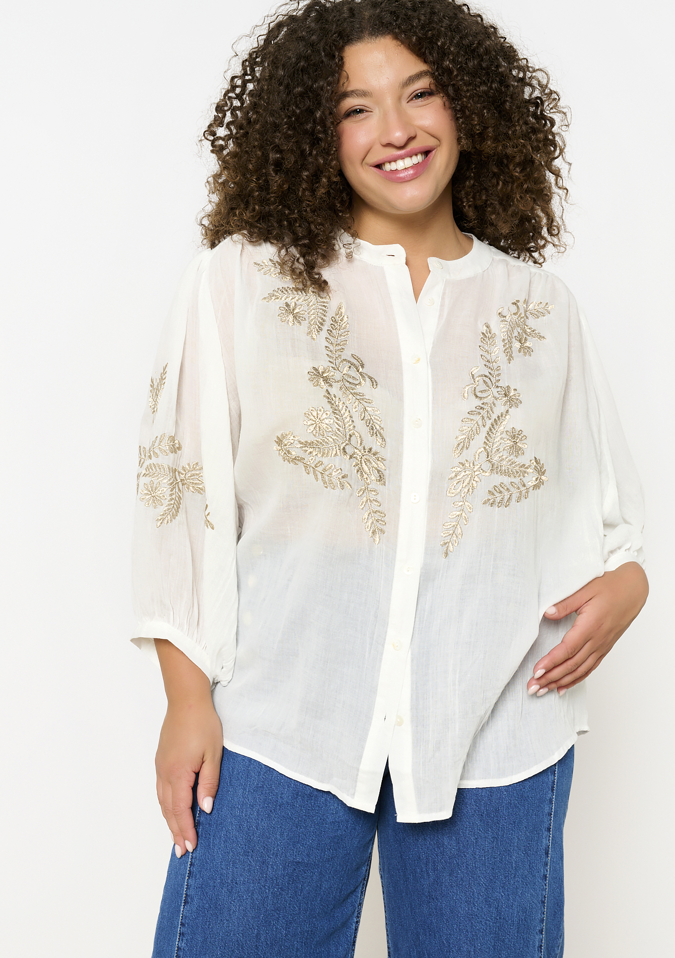 Geborduurde voileblouse, undefined - OFFWHITE - undefined