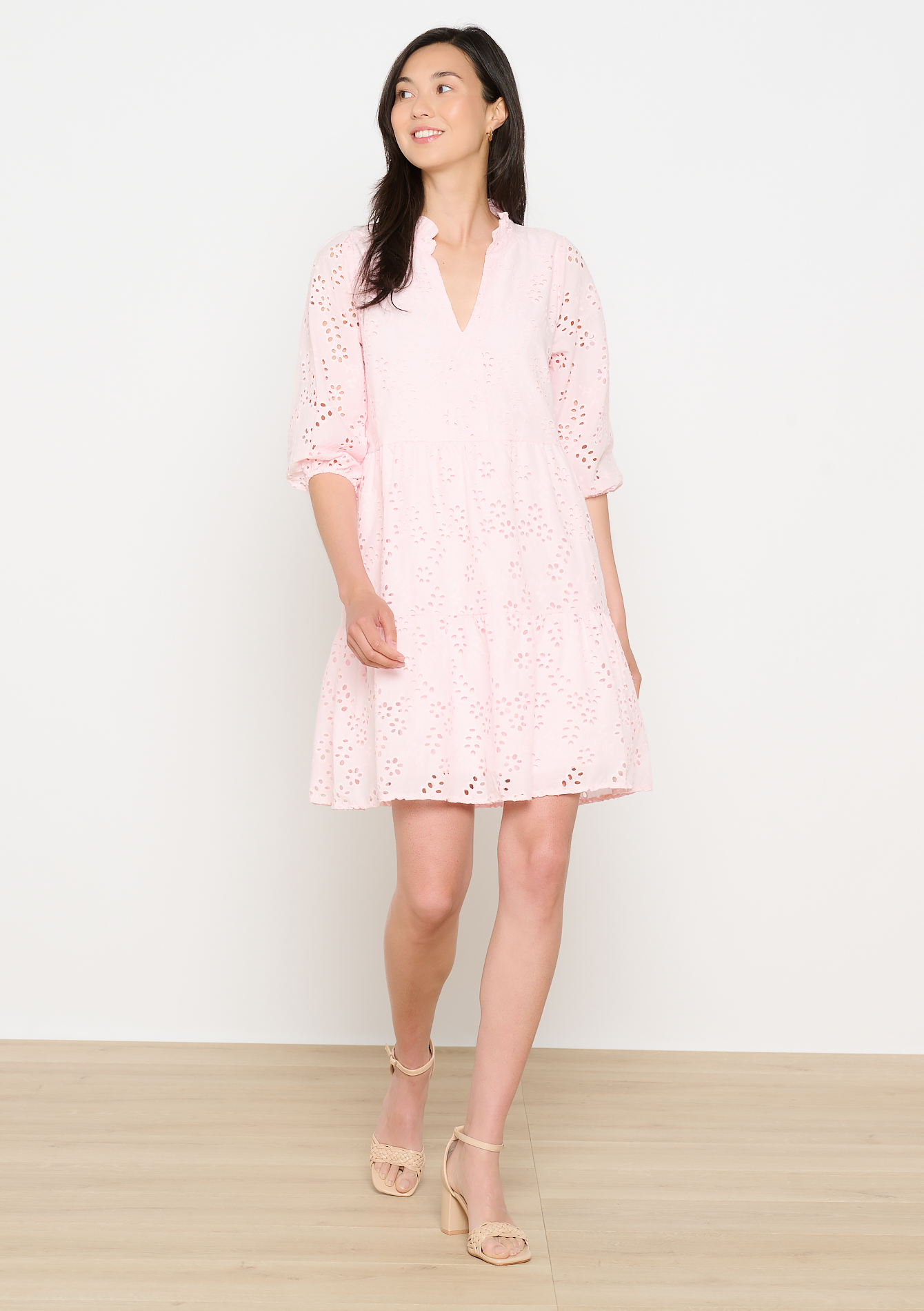 Robe courte brodée, undefined - LIGHT PINK - undefined
