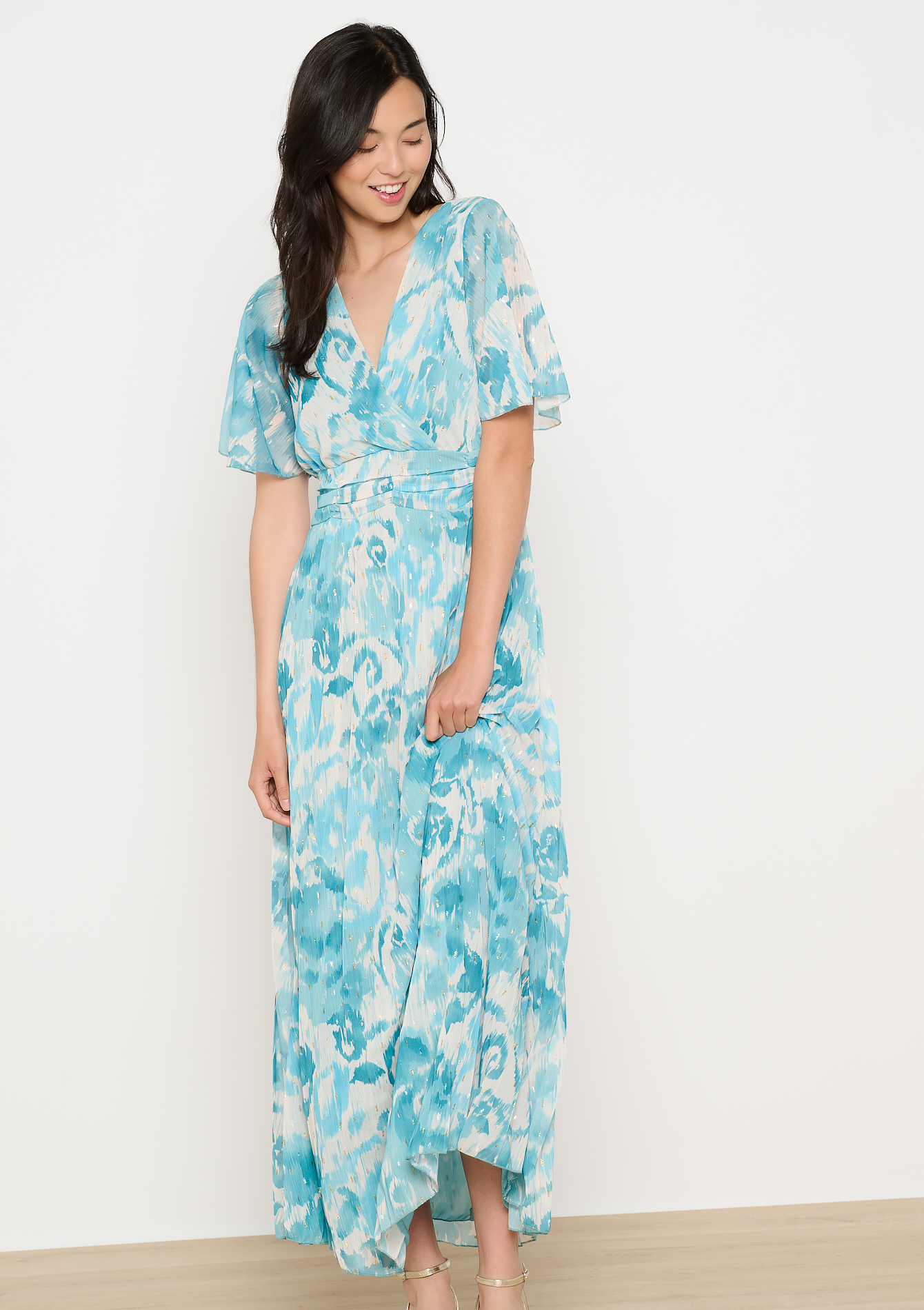 Robe longue plissée, undefined - TURQUOISE - undefined