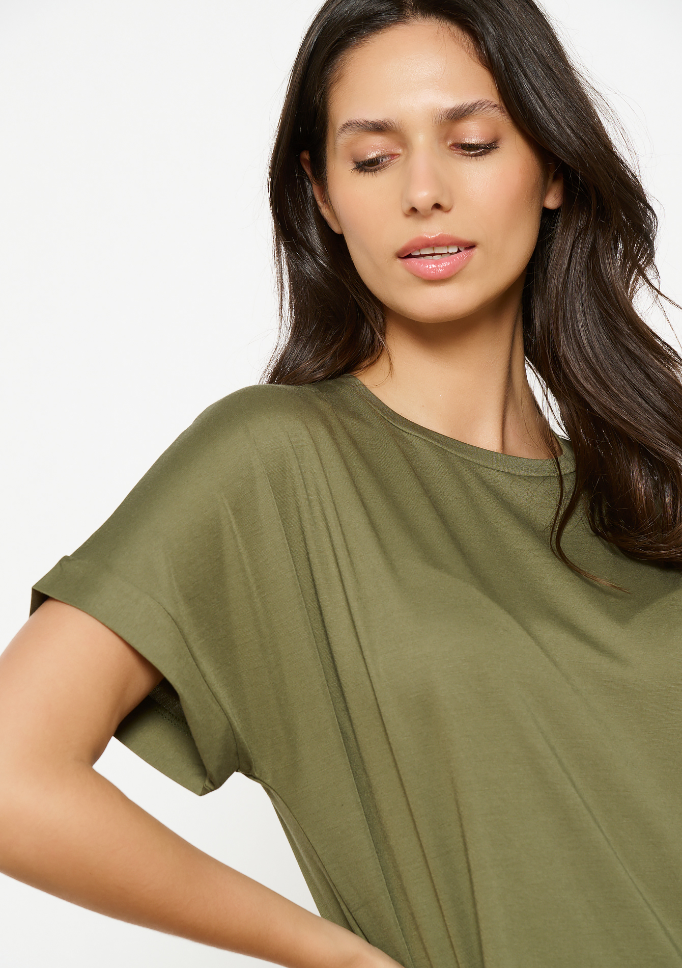 Robe midi unie, undefined - KHAKI MED - undefined