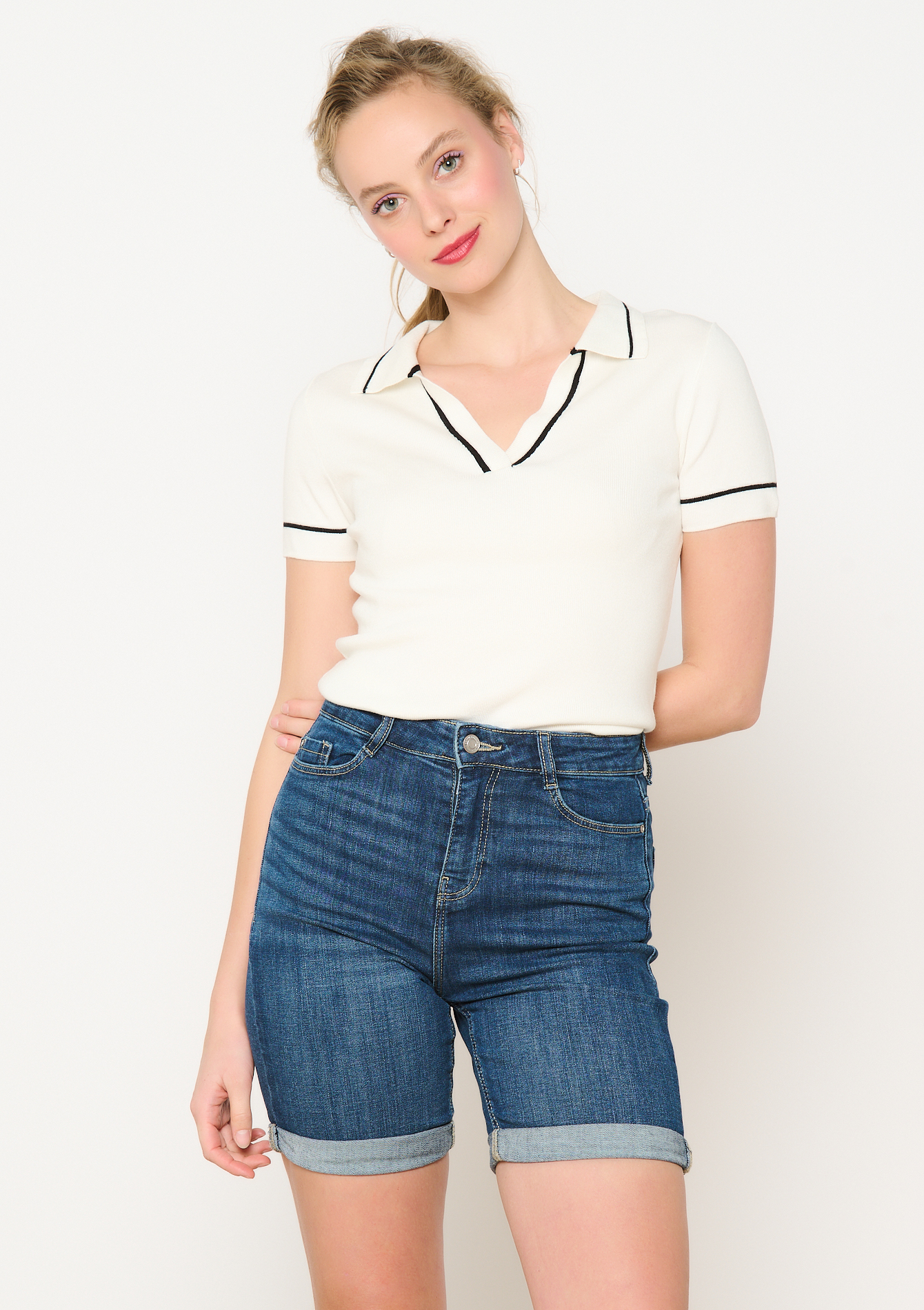 Denim shorts, undefined - DARK BLUE - undefined