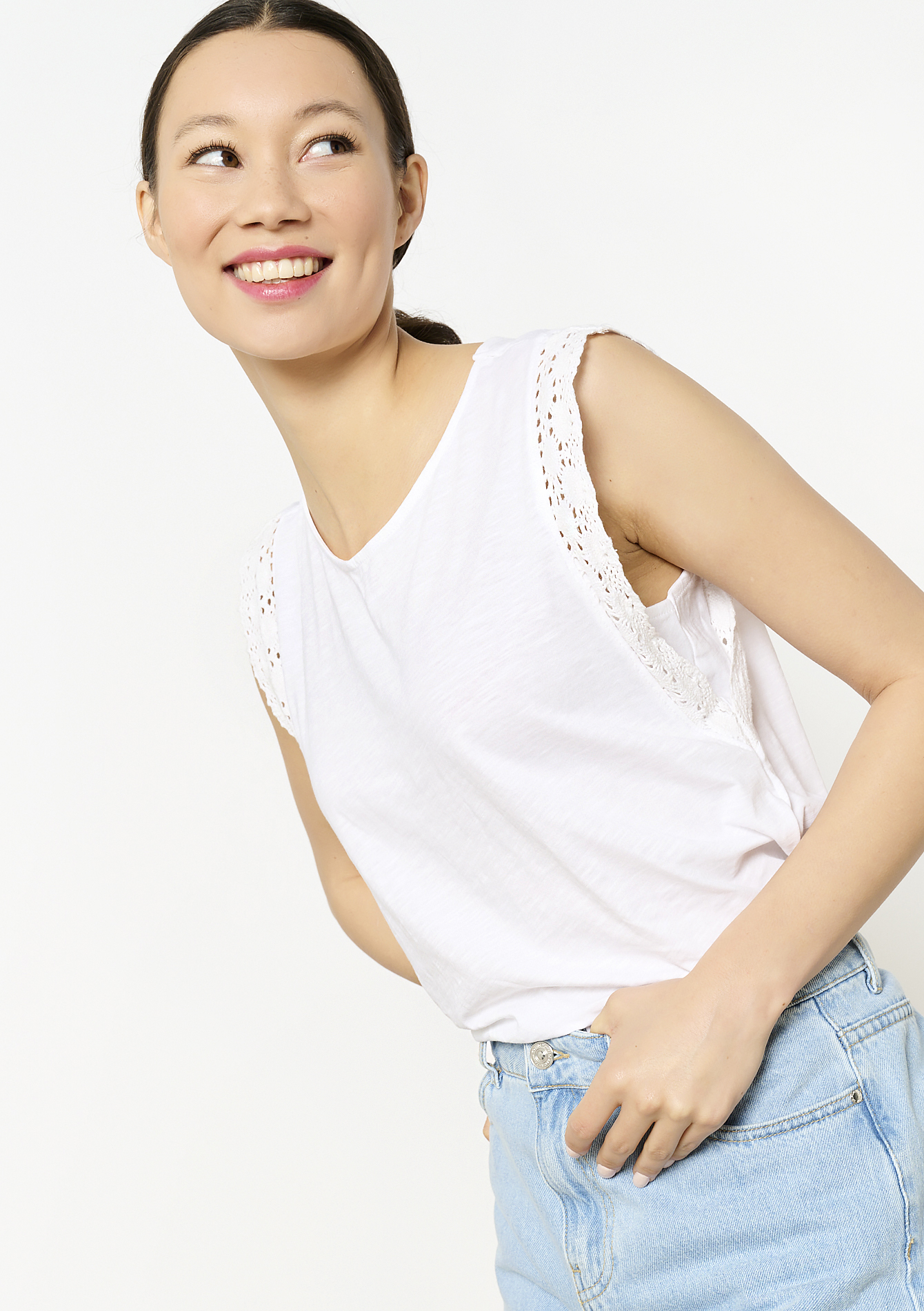 Top met kant, undefined - OPTICAL WHITE - undefined